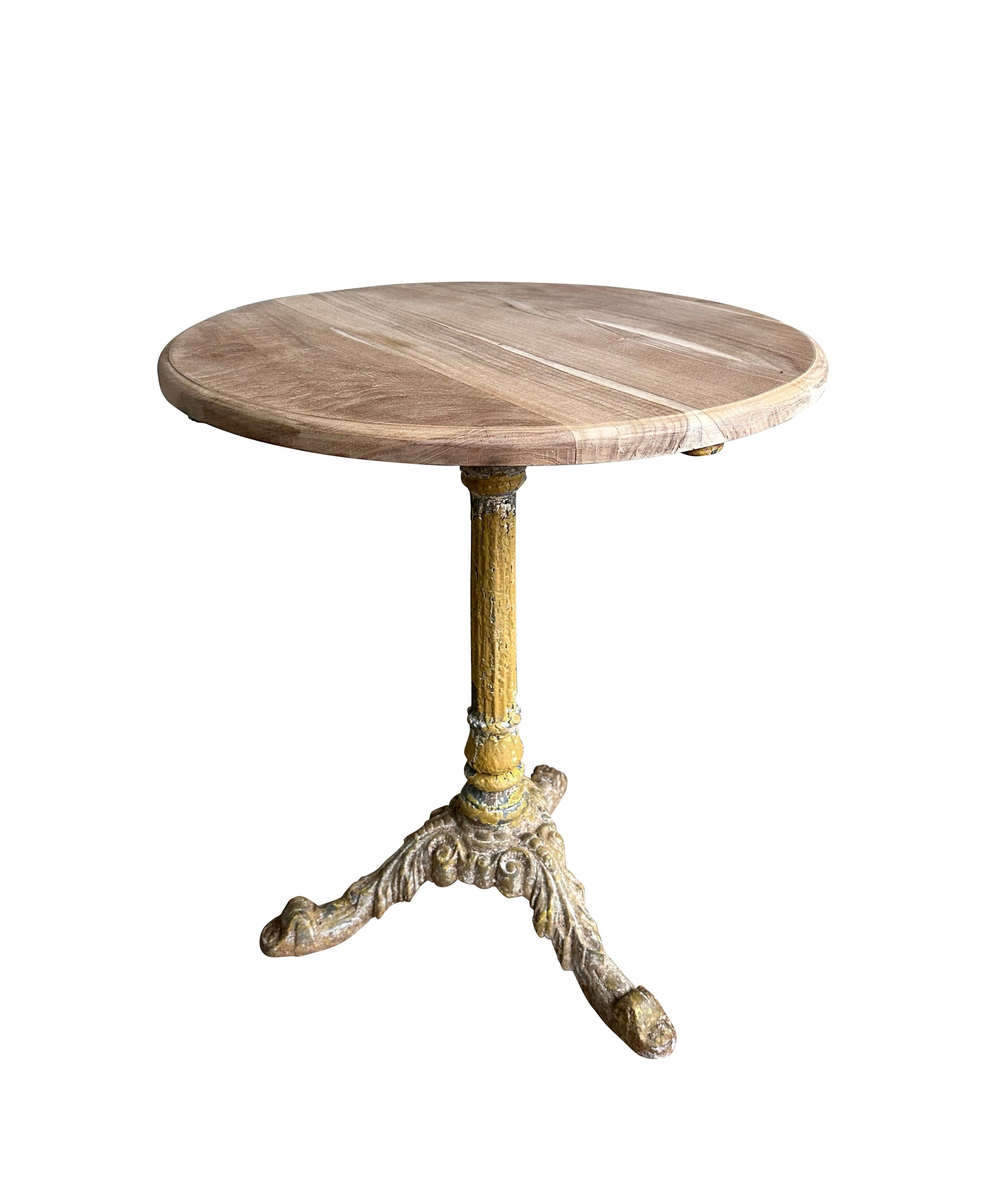 Salvaged Cast Iron Pub / Restaurant Table & Hardwood Top - 10681B