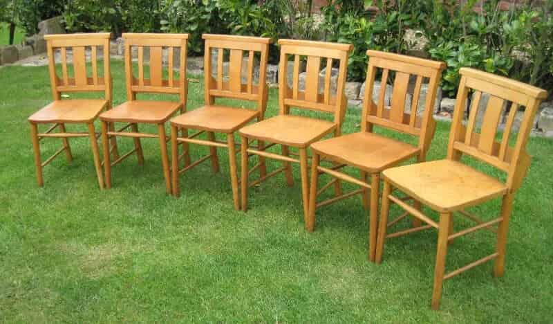 Set of 6 Antique Church Chairs