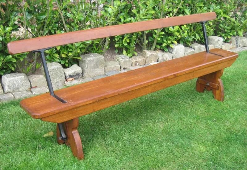 Antique Victorian Pitch Pine Bench with moveable back rest - 4738