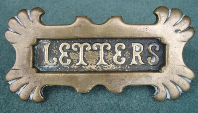Antique Reclaimed Solid Brass Letter Plate Without Clapper - 4344