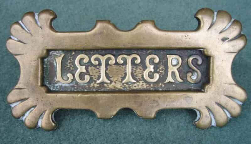 Antique Reclaimed Solid Brass Letter Plate Without Clapper