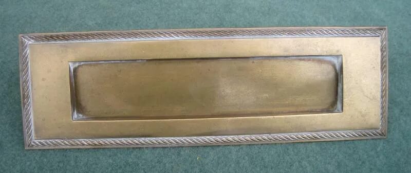 Antique Salvaged Solid Brass Letter Plate Without Clapper - 4346