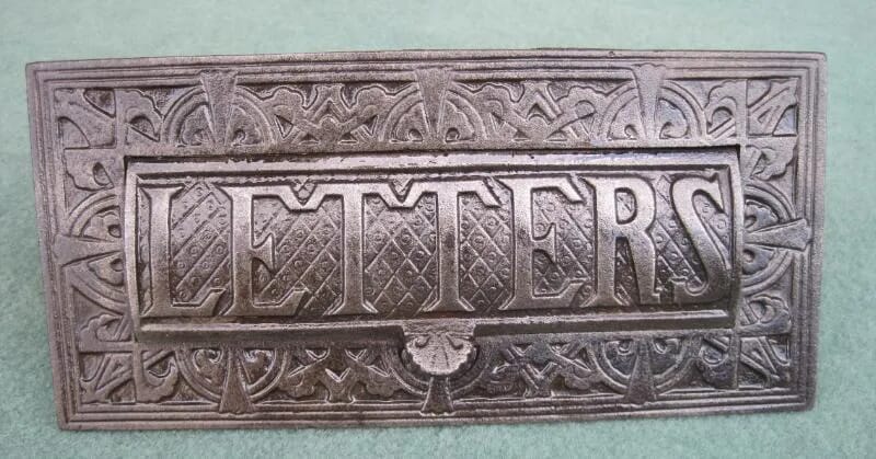 Antique Salvaged Solid Iron Letter Plate Without Clapper - 4345