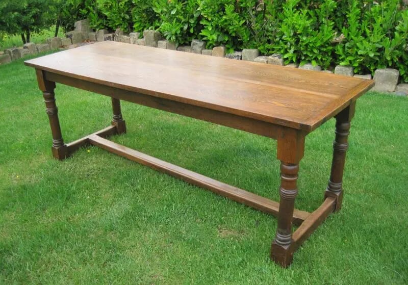 Antique Oak Dining or Kitchen Refectory Table - 4762
