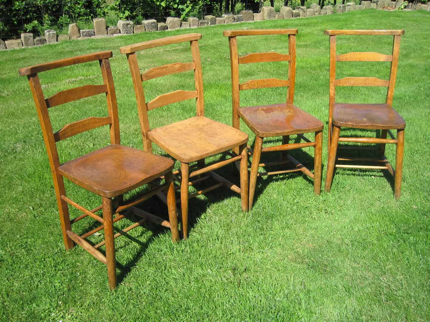 Set of 4 Antique Church Chairs