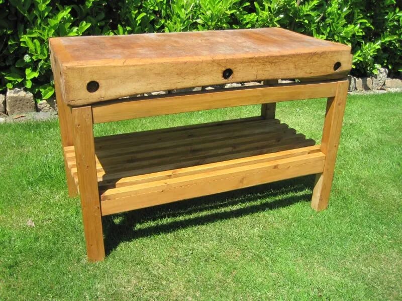 Reclaimed Butchers Block on Original Stand - 4770