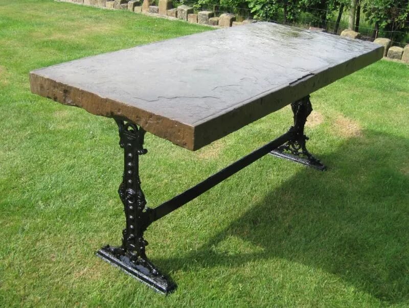 Antique Stone and Ornate Cast Iron Garden Table - 4749