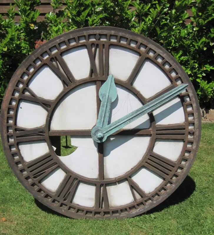 Antique Cast Iron Clock Face with Original Copper Hands - 4786