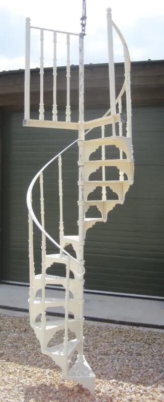 Cast Metal Spiral Staircase With a Landing Rail - 4823