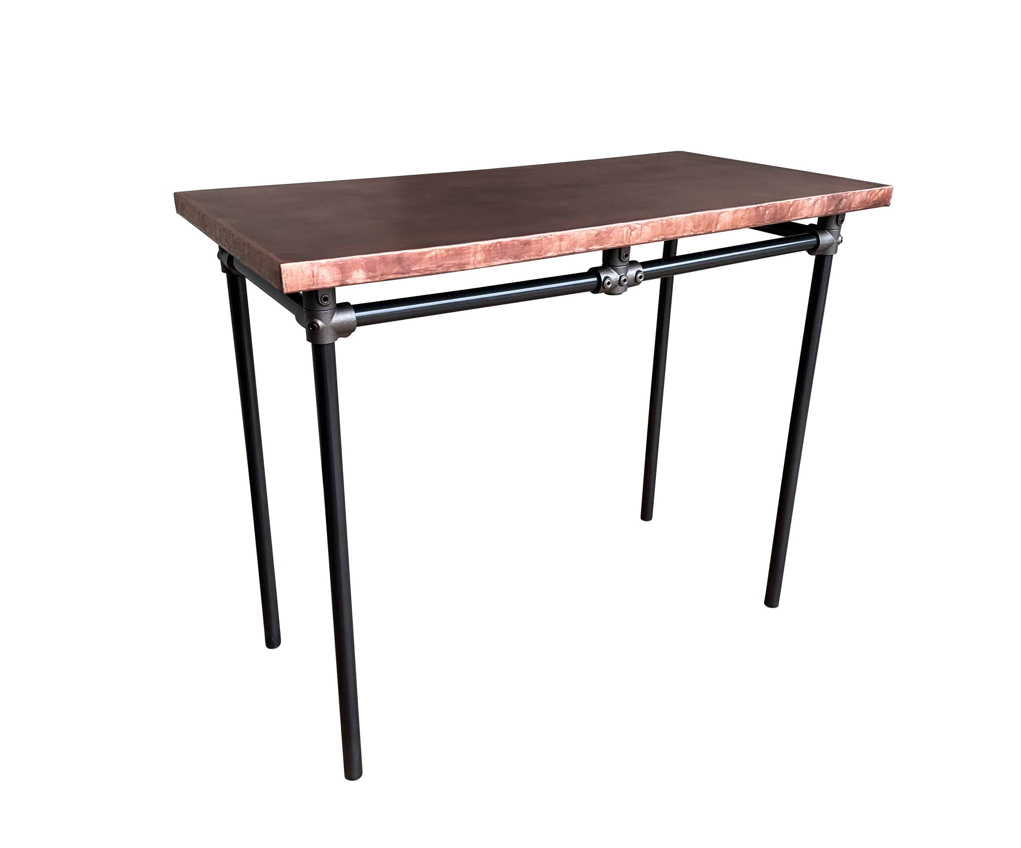 Copper Top Table With Industrial Metal Tubular Base