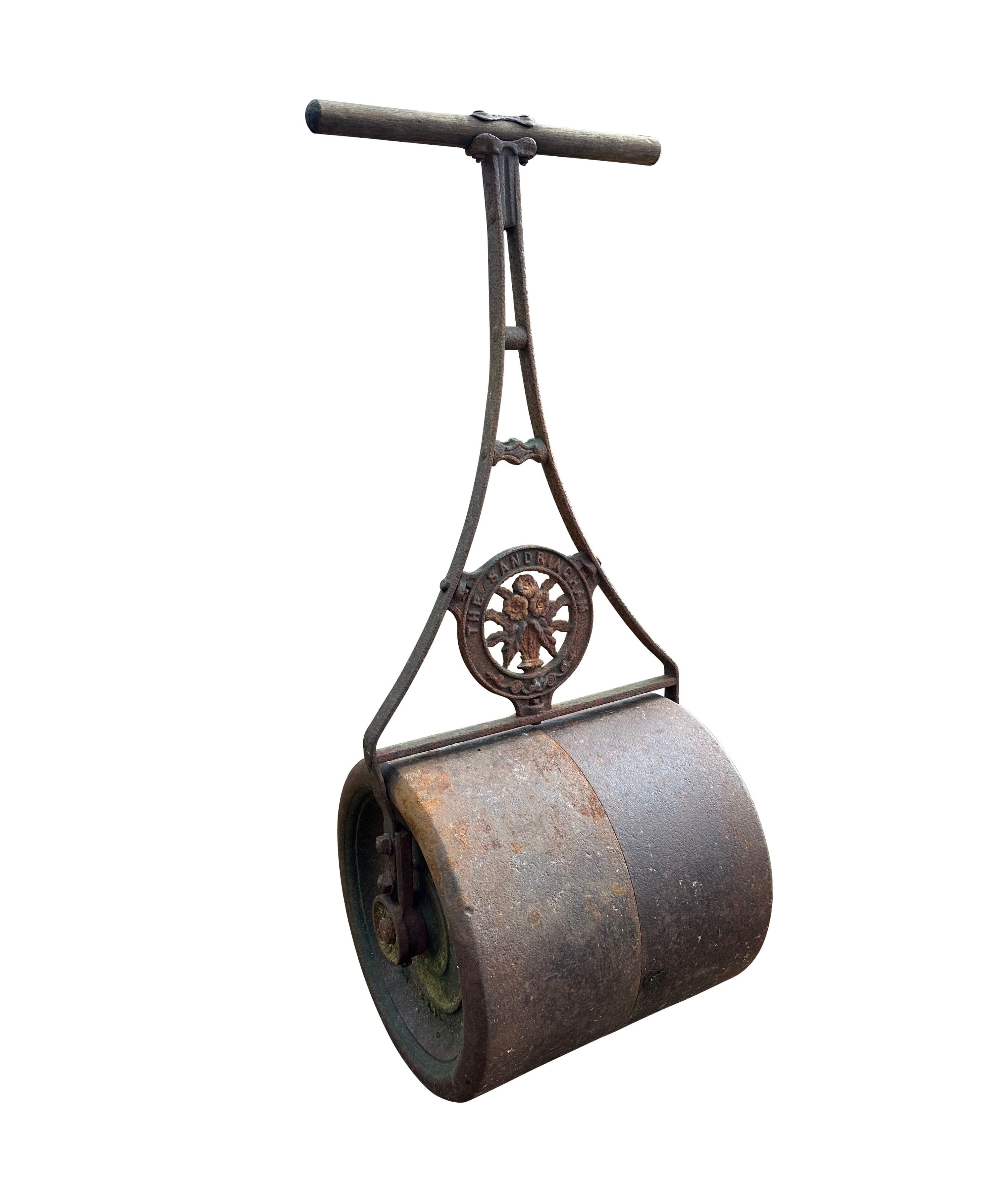 Antique Cast & Wrought Iron Garden Split Drum Lawn Roller - 10698