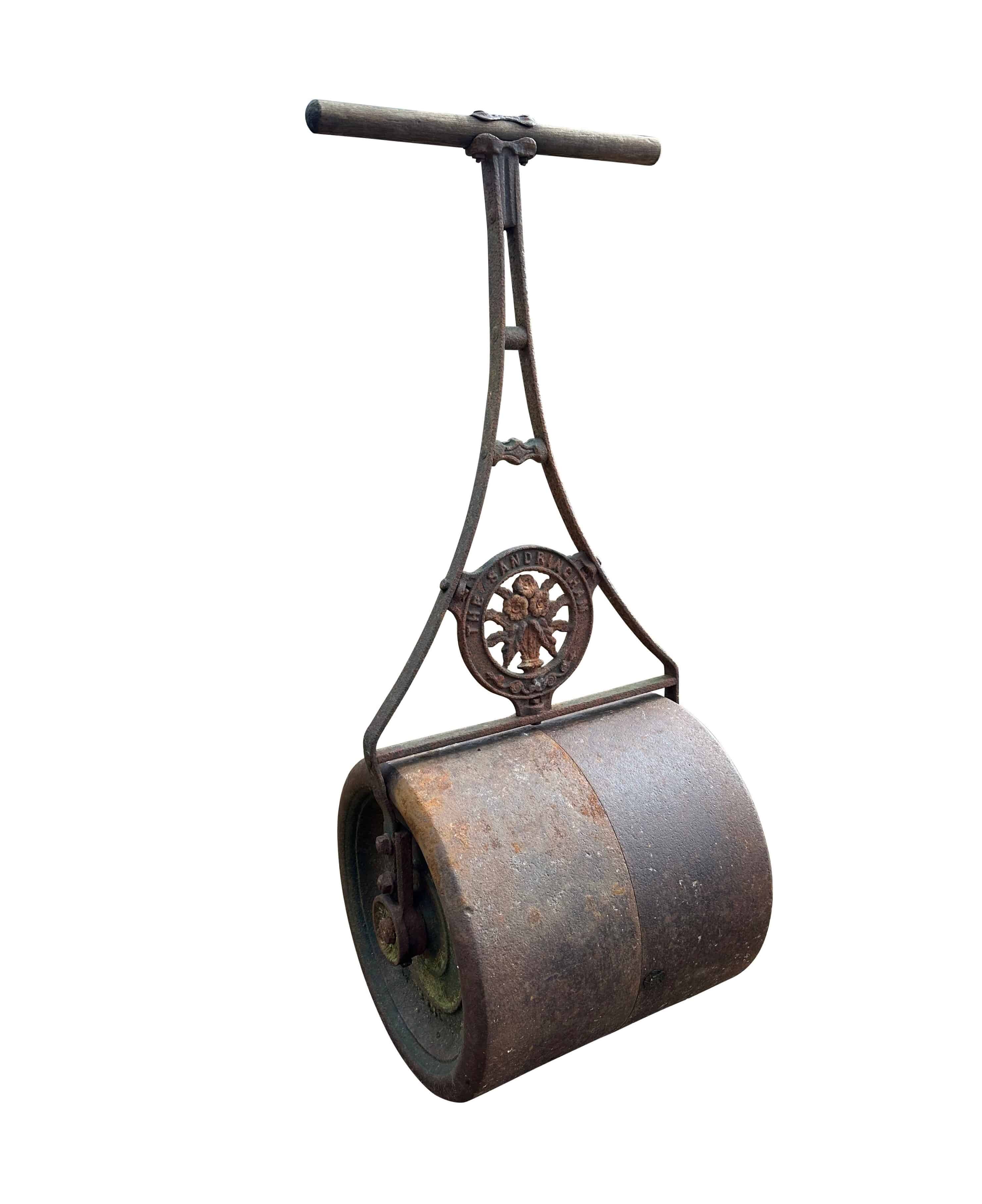 Antique Cast & Wrought Iron Garden Split Drum Lawn Roller