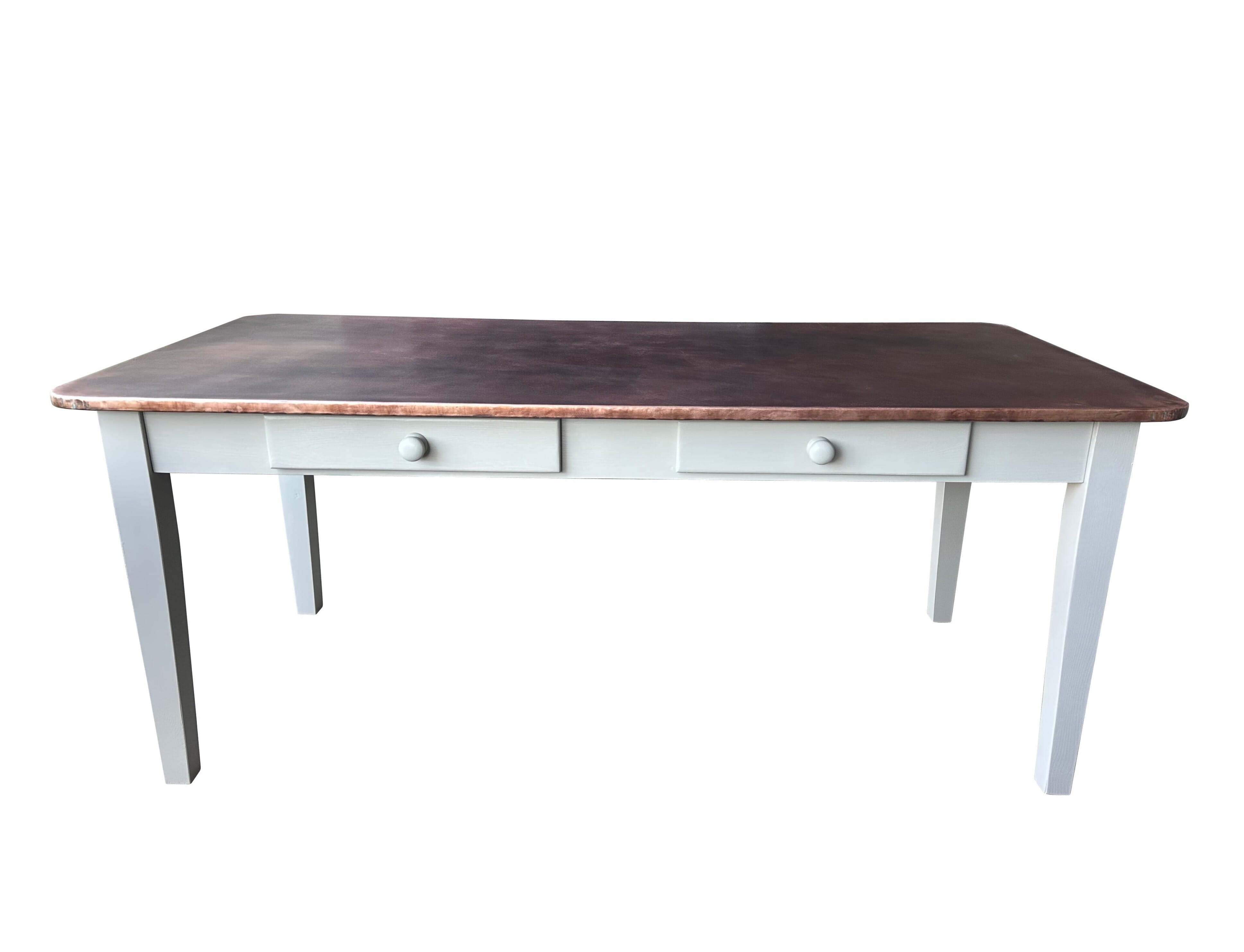 Copper Top Dining / Kitchen Table With Base and Drawers - D2261