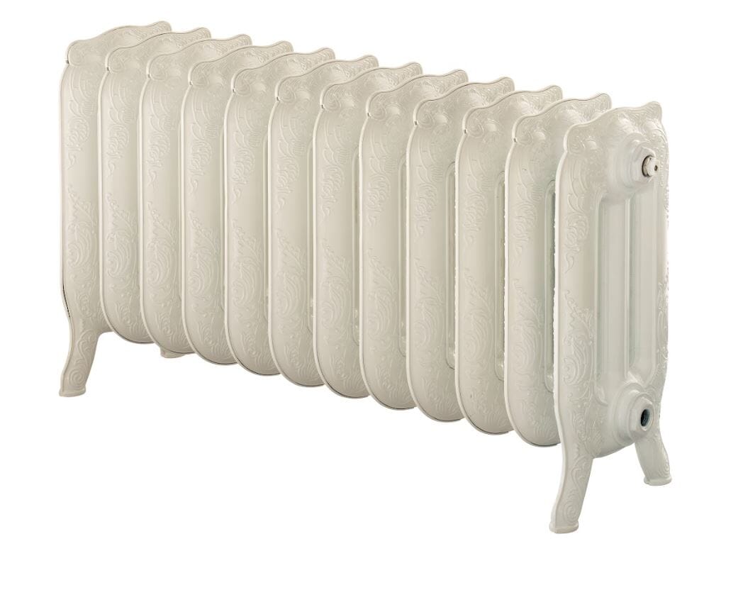 New Arroll Aluminium Rococo White Radiator 470mm Tall - PNB470-12-9016