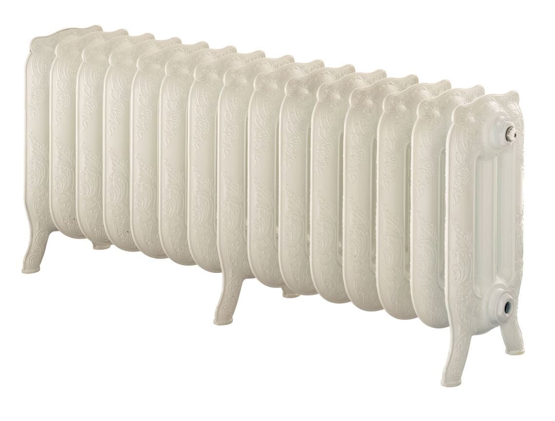 Arroll Aluminium New Rococo White Radiator 470mm Tall - PNB470-15-9016