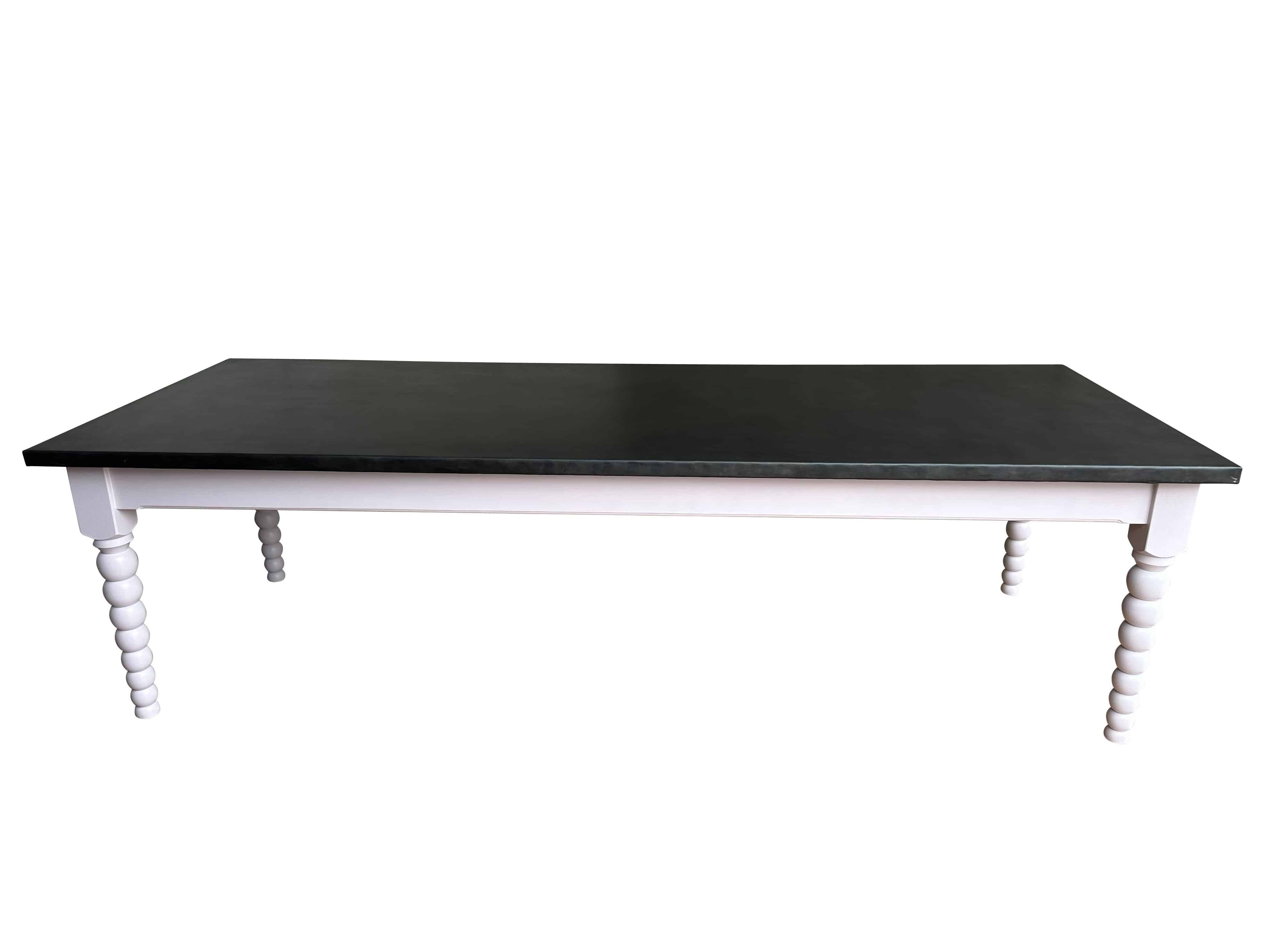 Large Handmade Antique Zinc Top Industrial Kitchen Table
