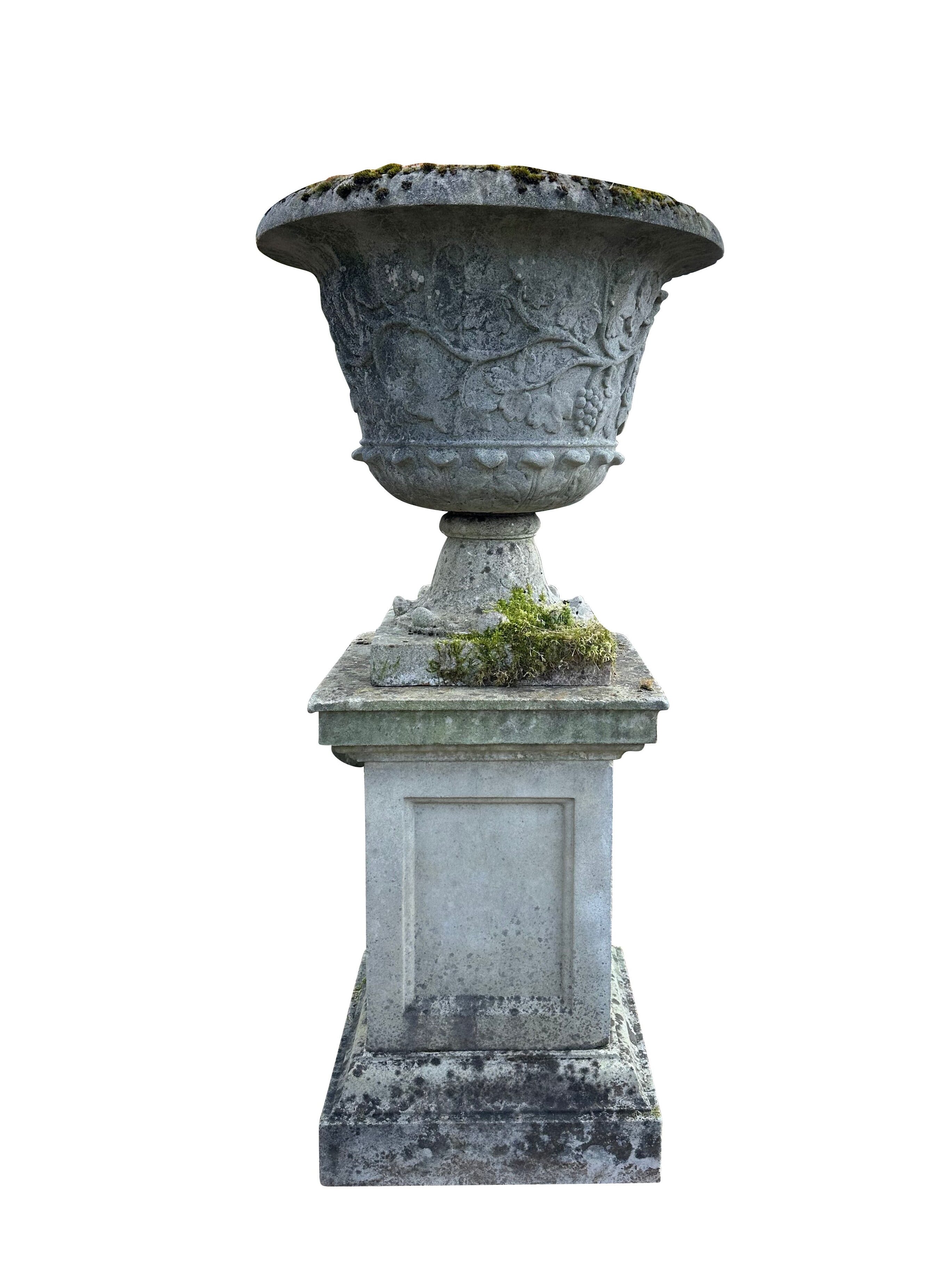 Reconstituted Stone Unique Garden Planter / Pot On Plinth - 10736