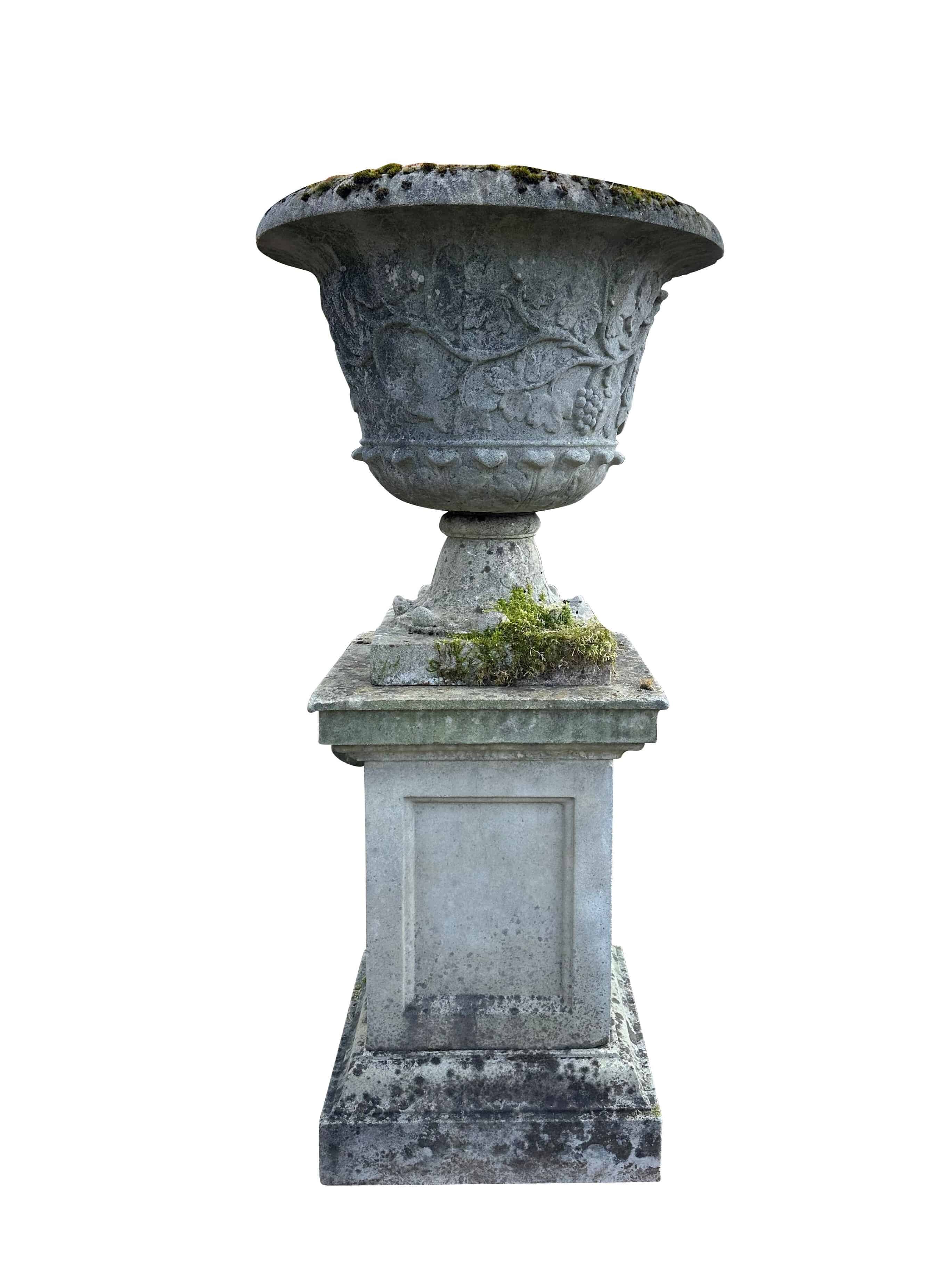 Reconstituted Stone Unique Garden Planter / Pot On Plinth