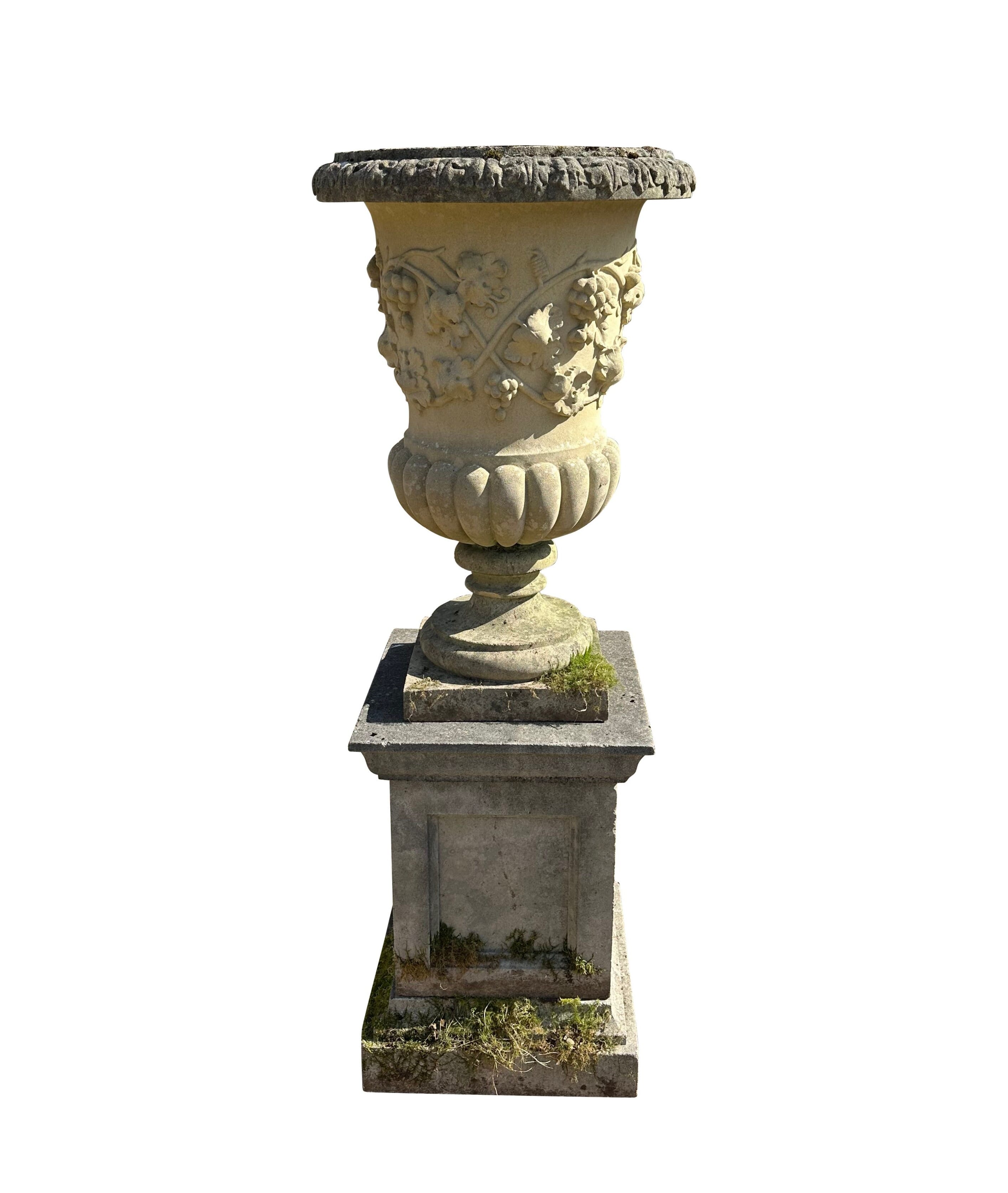 Ornate Reconstituted Stone Garden Planter / Pot On Plinth - 10735