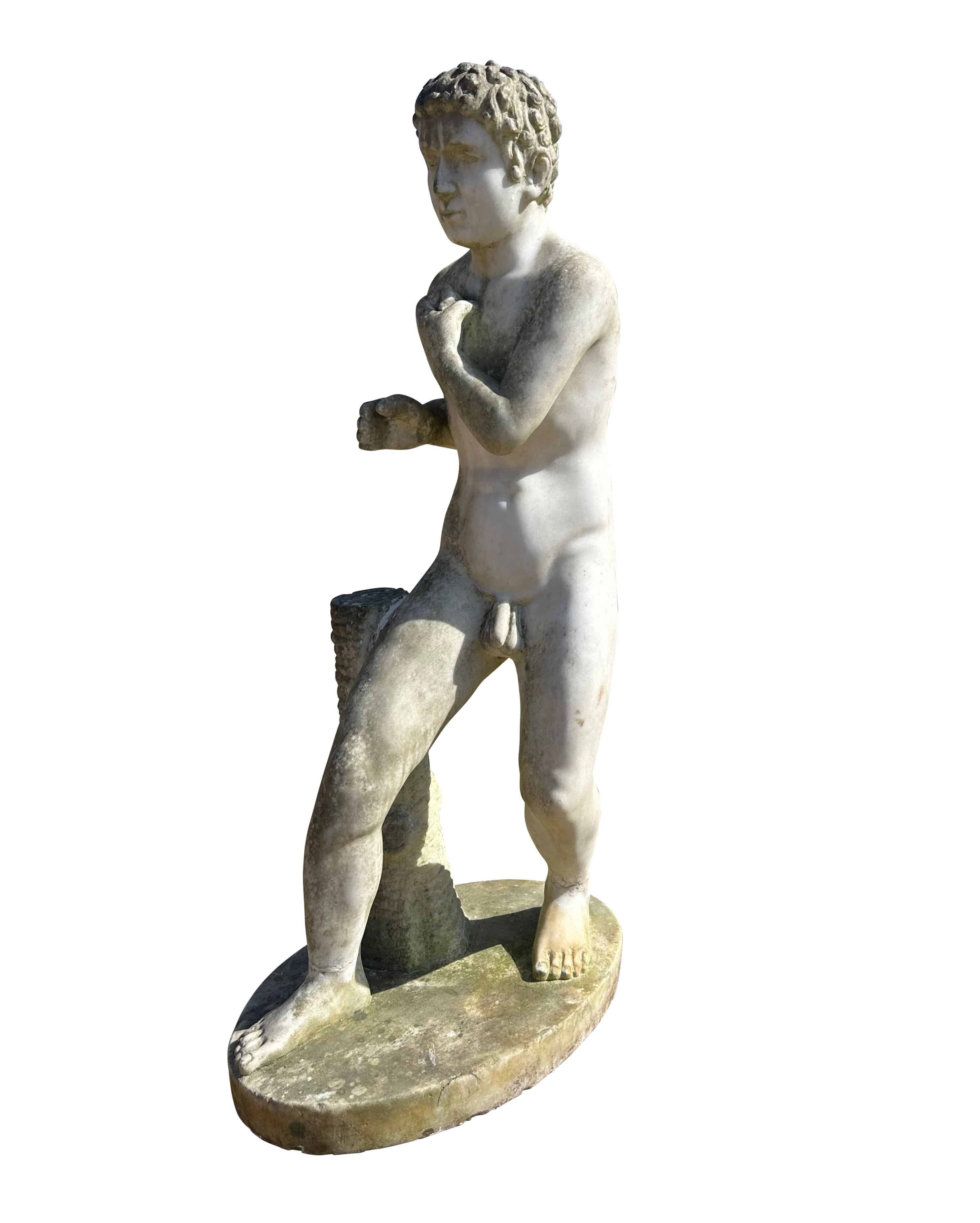 Garden Hand Carved Solid Marble Boy Statue