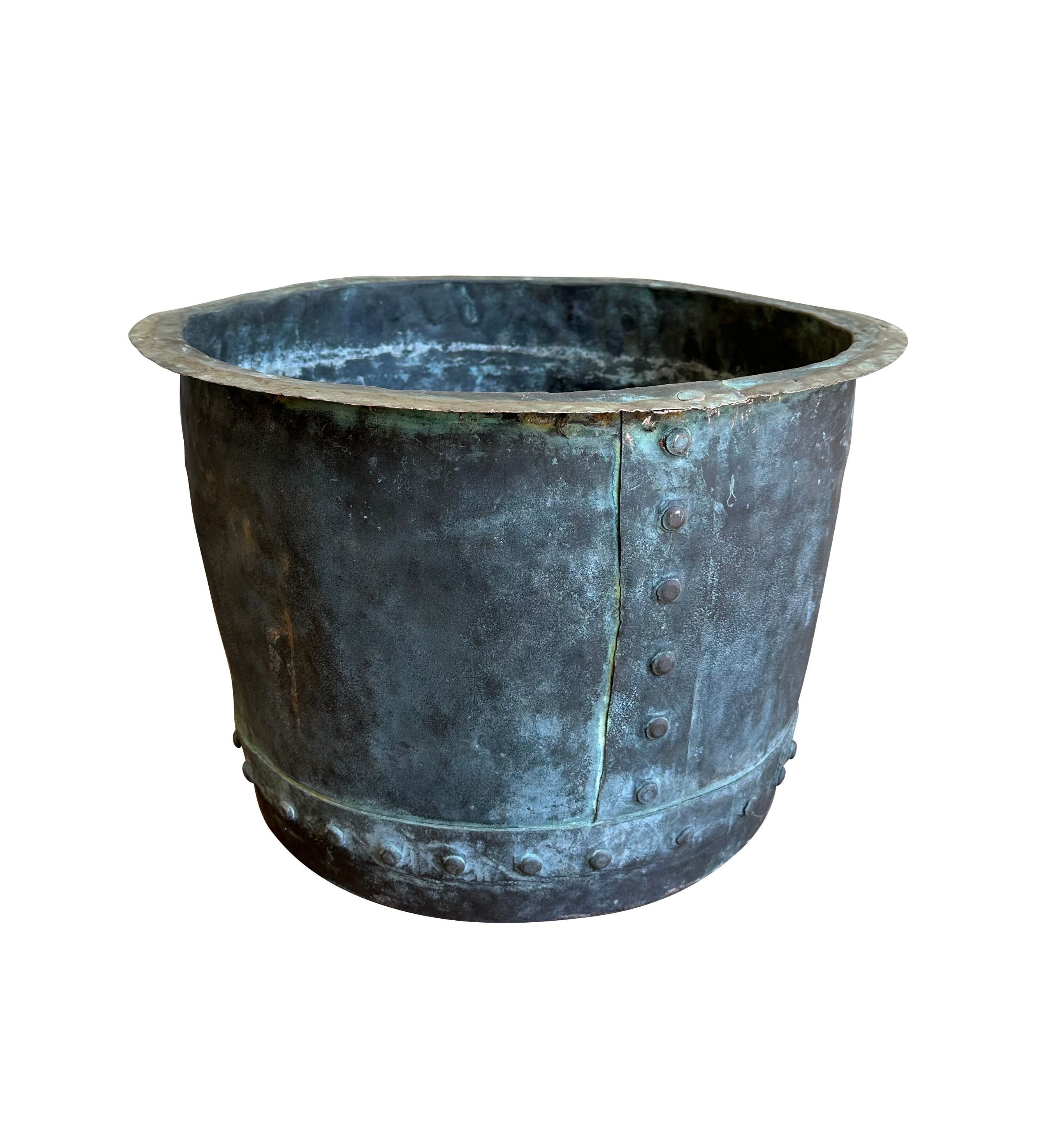 Victorian Verdigris Copper Garden Pot / Planter - 10762