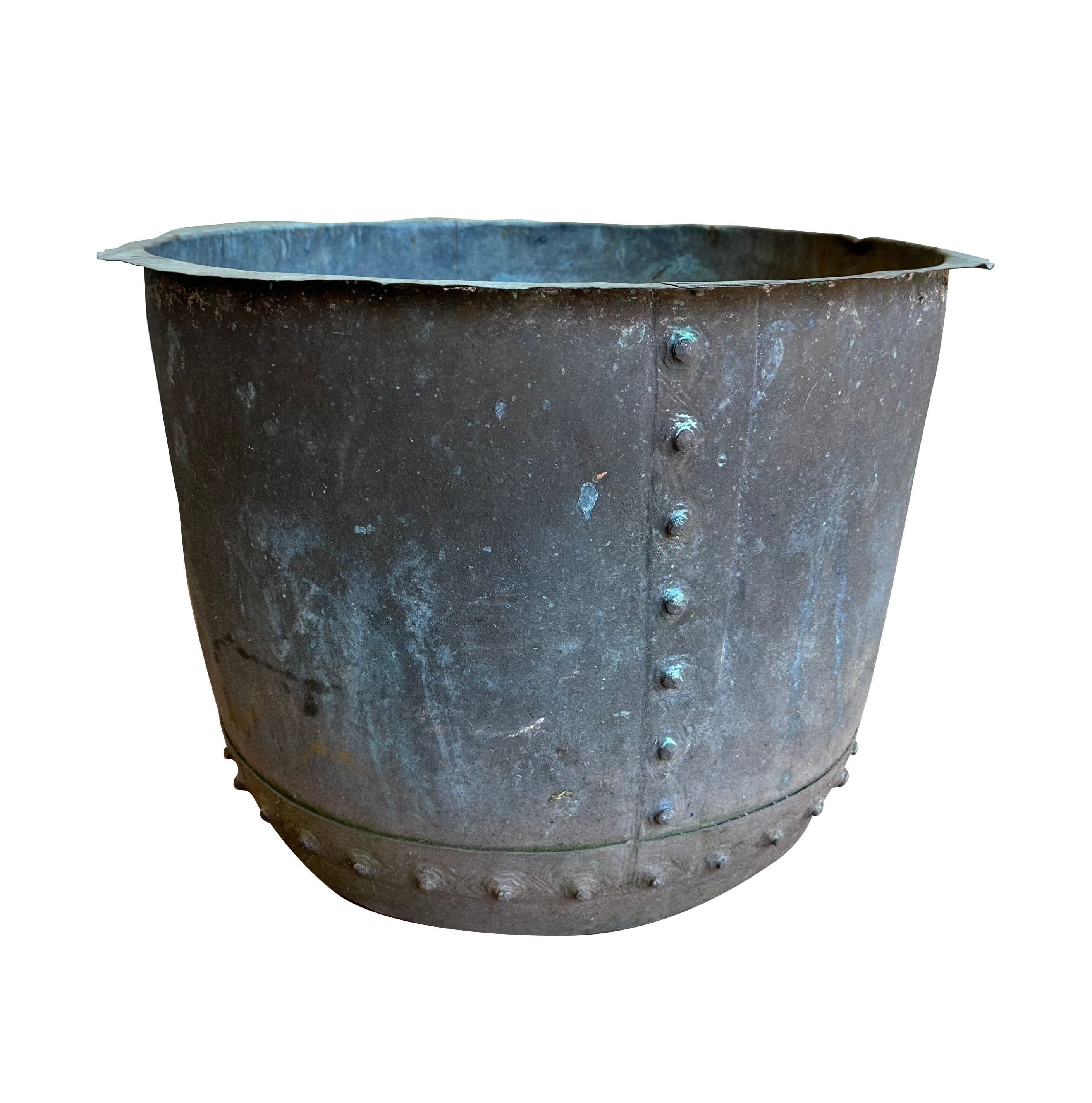 Late Victorian Copper Riveted Garden Pot / Planter - 10766