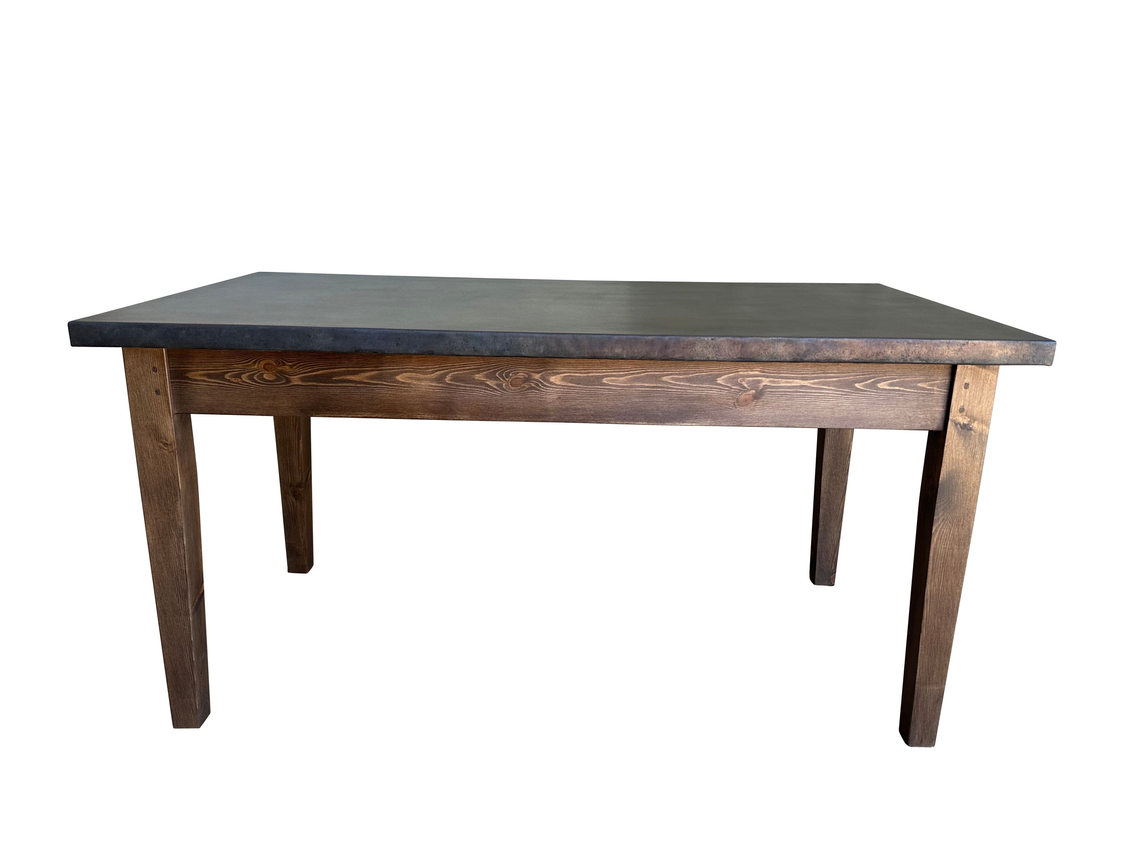 Antique Zinc Top Kitchen Table With Waxed Base - D2275