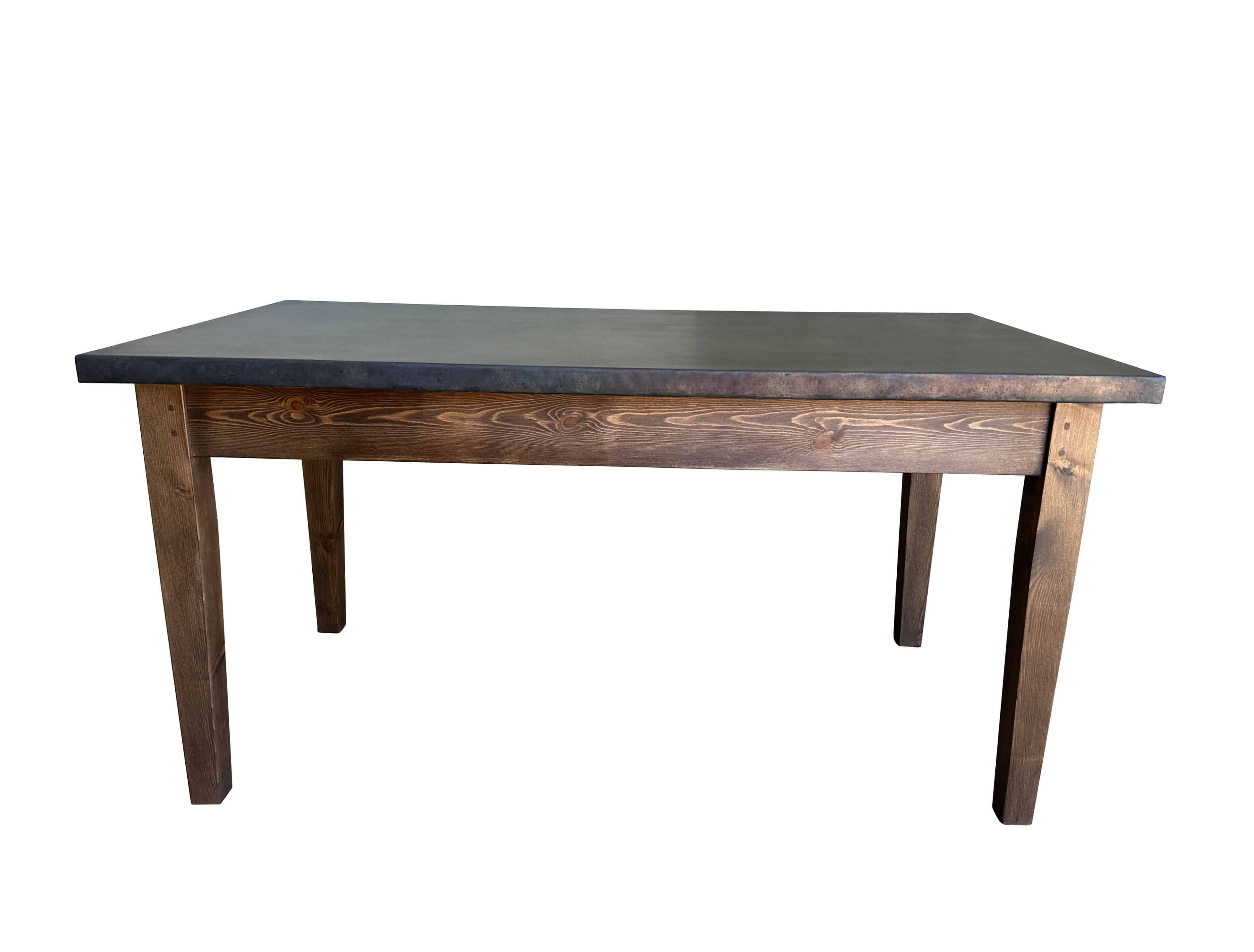 Antique Zinc Top Kitchen Table With Waxed Base