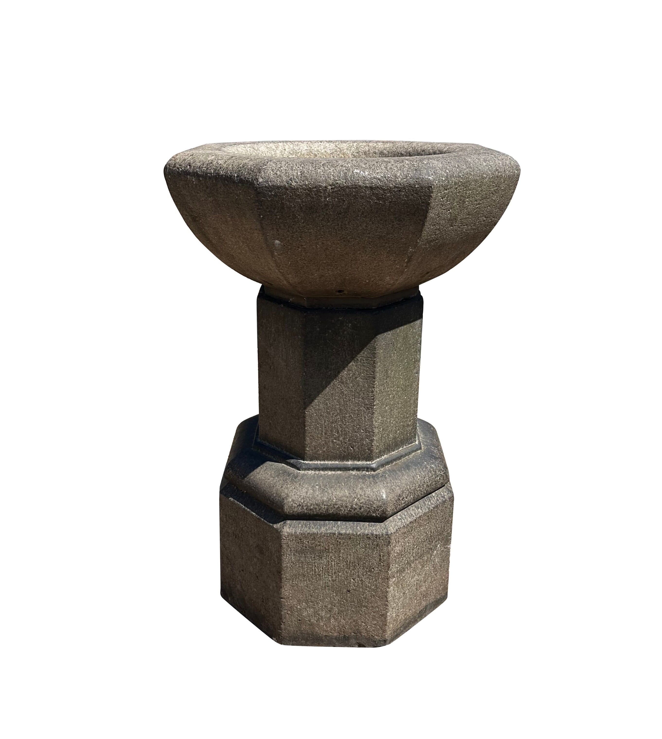 Original Hand Carved Octagon Granite Church Font - 10793
