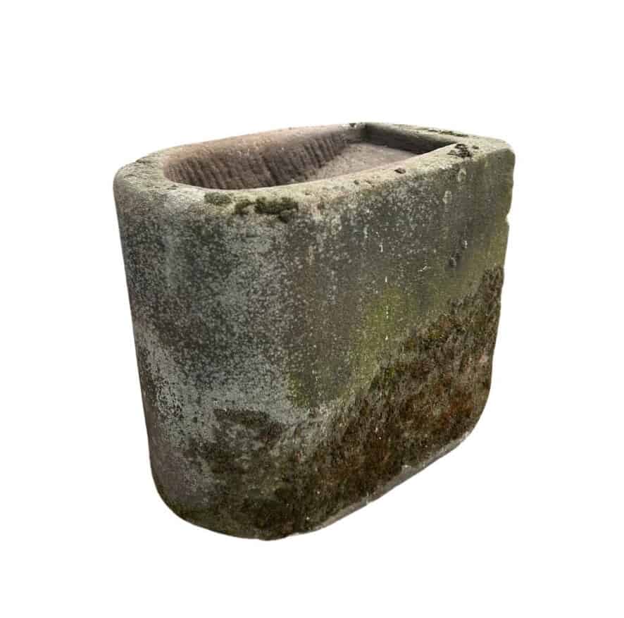 Hand Carved English Solid Stone Garden Planter / Trough