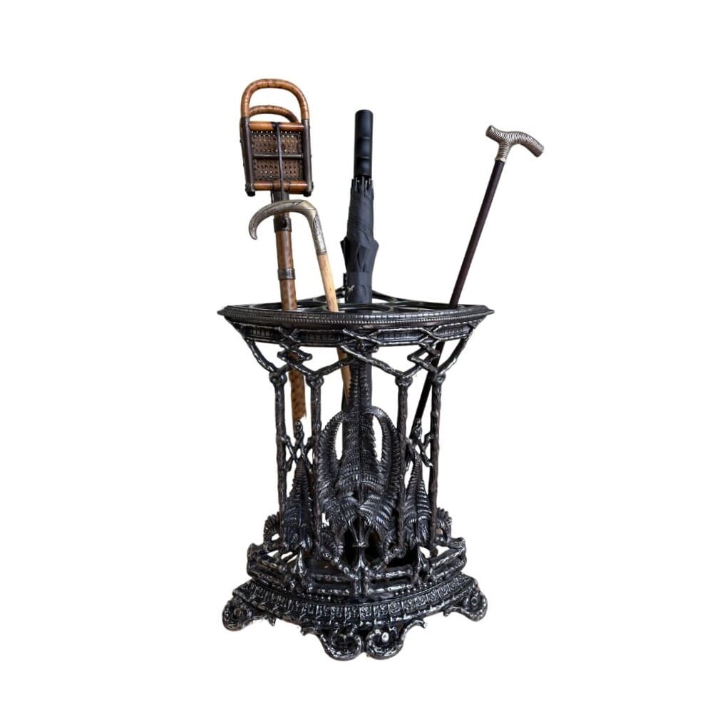 Polished Antique Coalbrookdale Cast Iron Stick Stand - 10787B