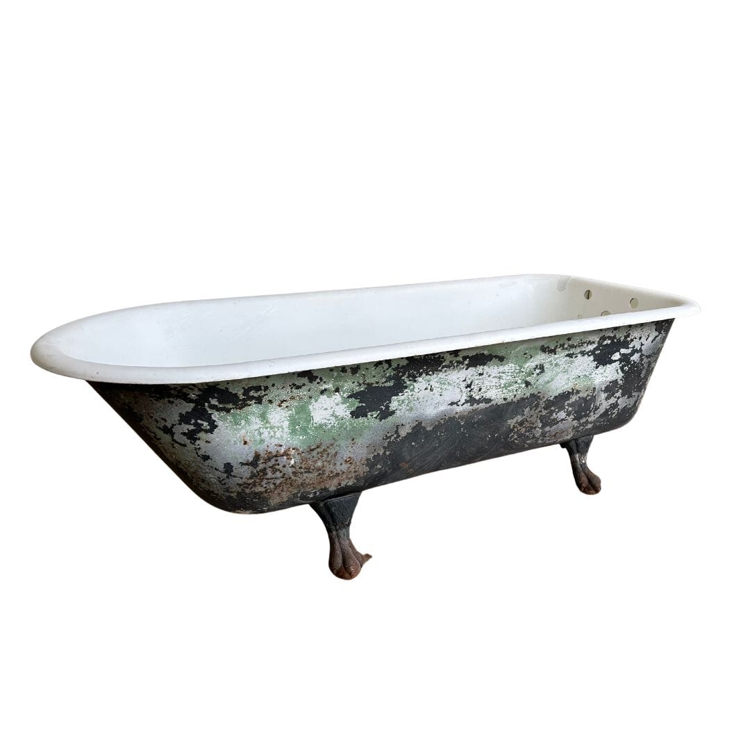 Antique Salvaged Cast Iron Roll Top Bath With Claw Feet - 10756