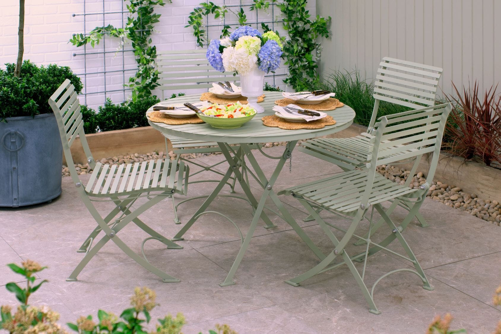 Darsham Lichen Green Dining Table + 4 Chairs Design B - ODL-188