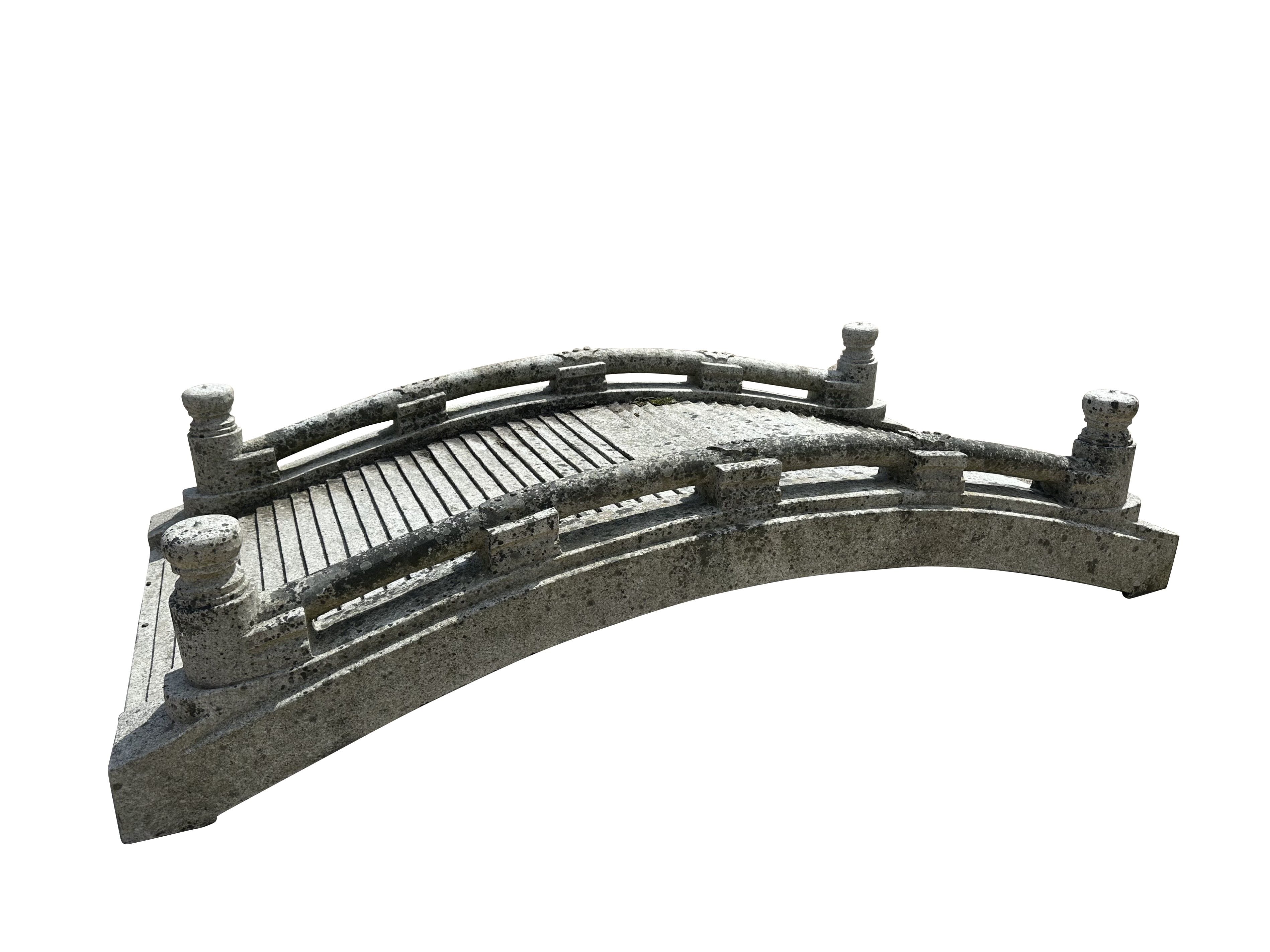 Carved Granite Japanese Garden Bridge For Ponds & Streams - 10818