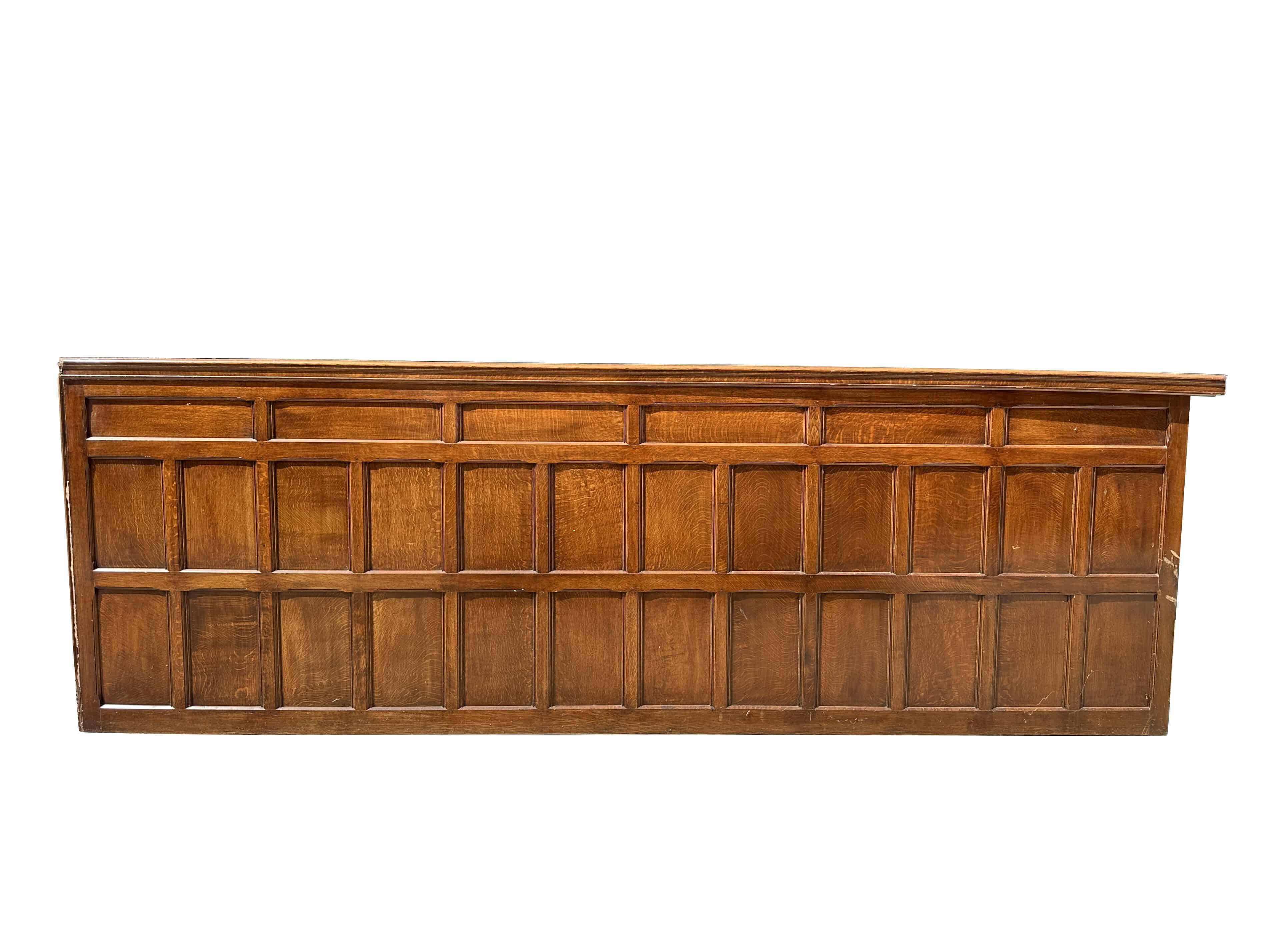 Antique Salvaged Solid Oak Dado Height Wall Panelling