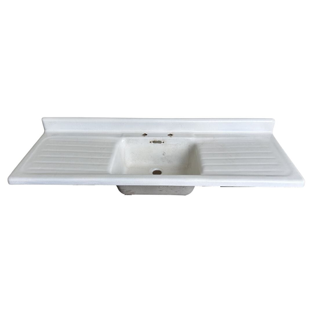 Reclaimed Cast Iron Sink With Drainers And Splashback - 10823