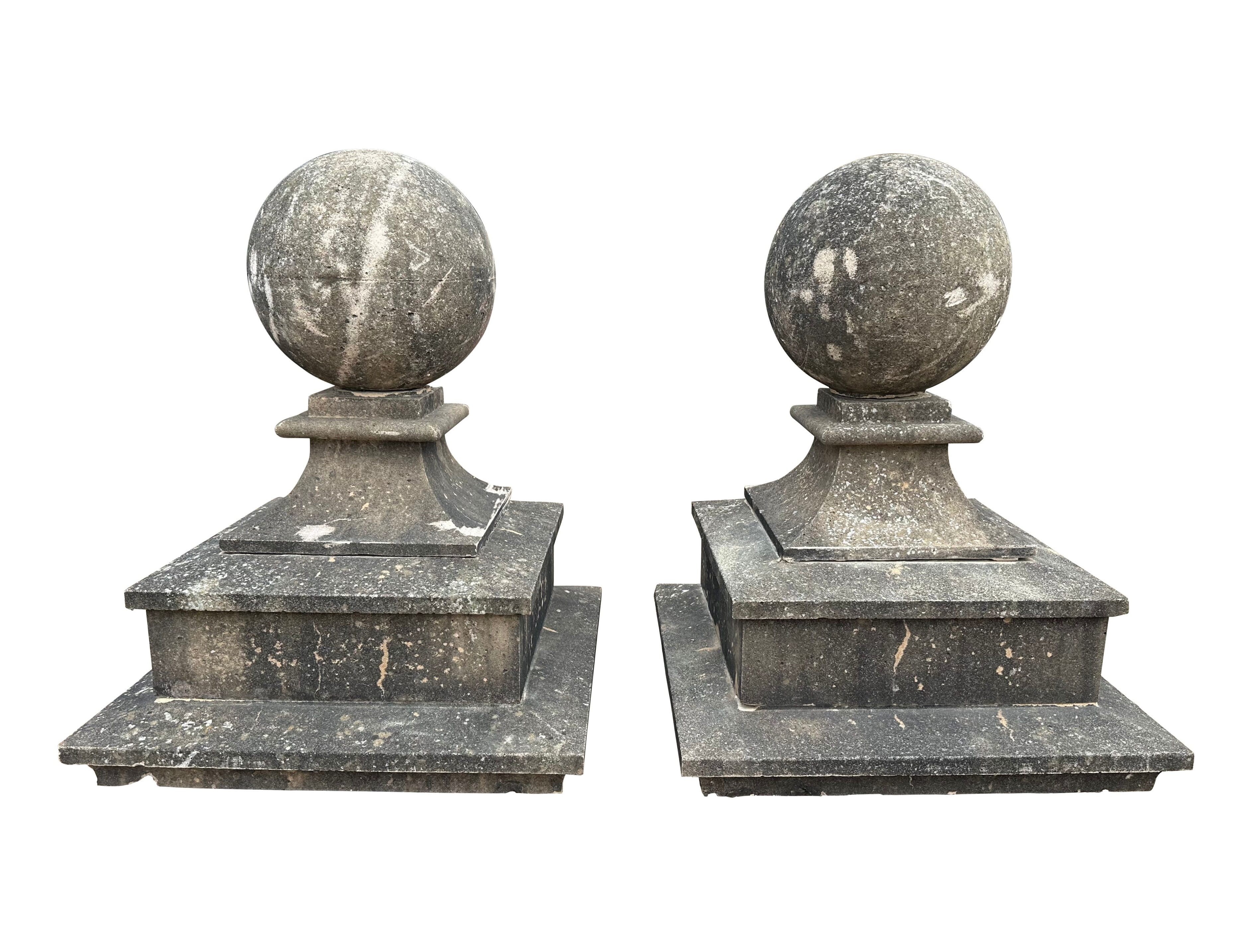 Large Pair of Reconstituted Stone Gate Pier Finials - 10841A