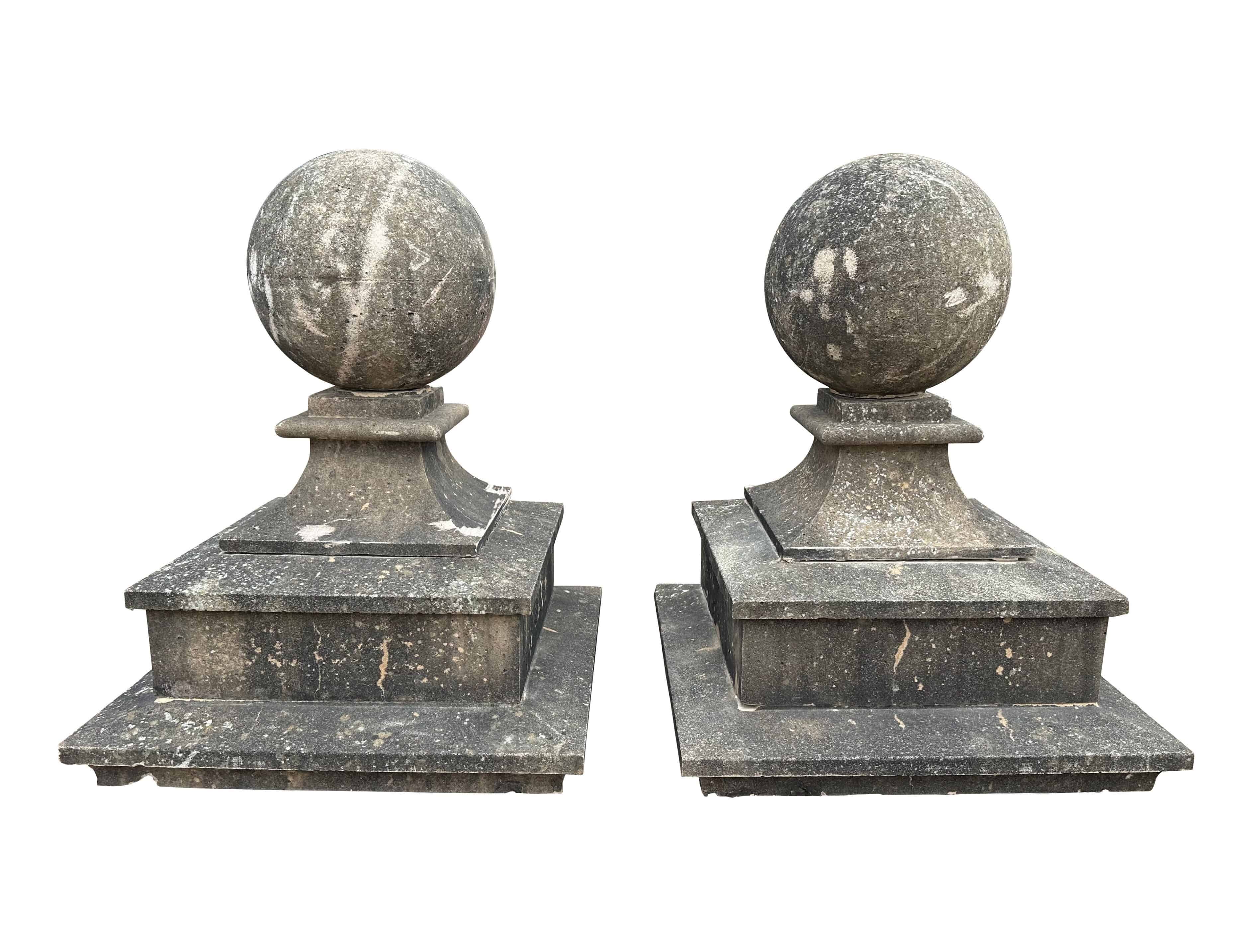 Large Pair of Reconstituted Stone Gate Pier Finials