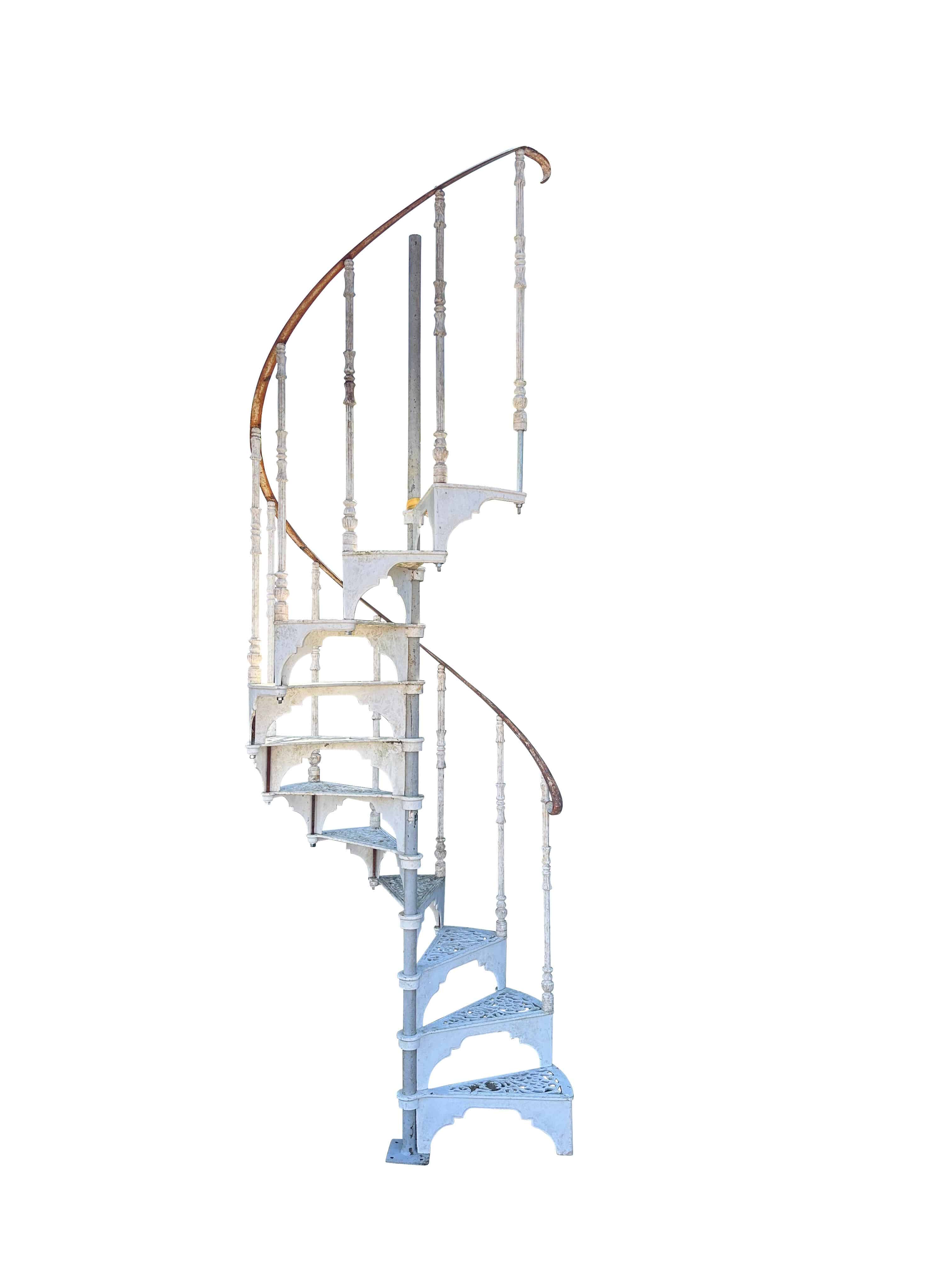 Salvaged White Cottage Craft Cast Alloy Spiral Staircase