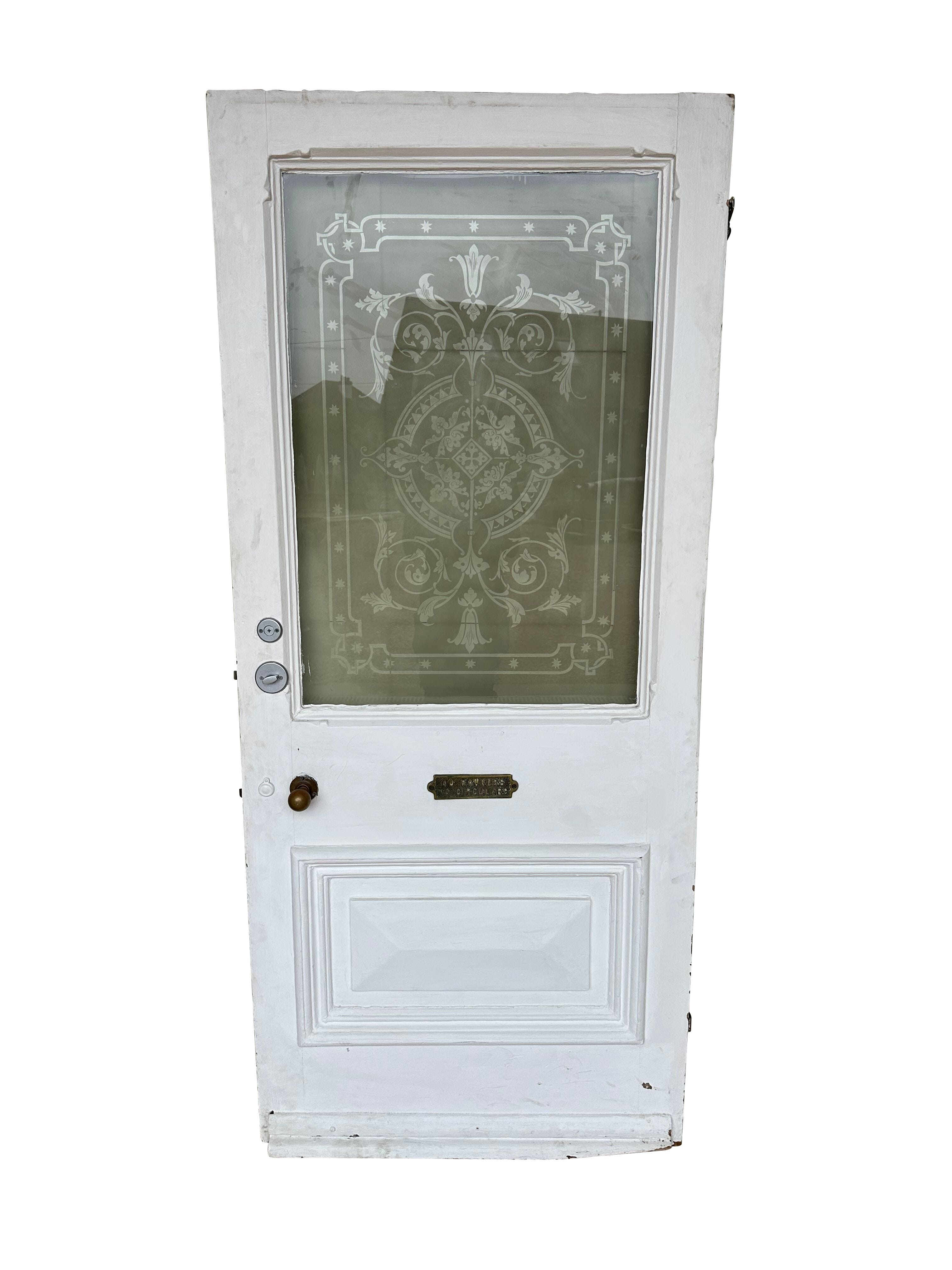 Victorian Solid Pine Front Door With Etched Glass - 10842