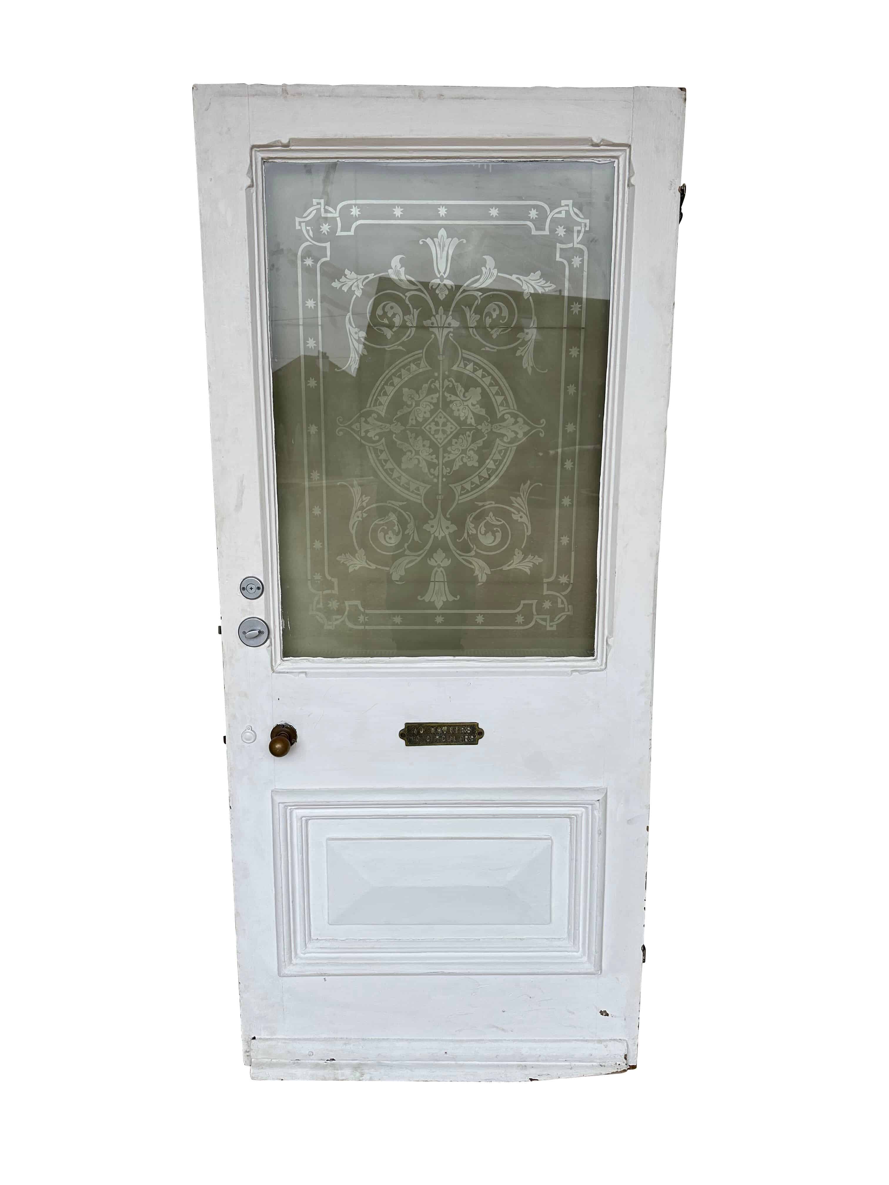 Victorian Solid Pine Front Door With Etched Glass