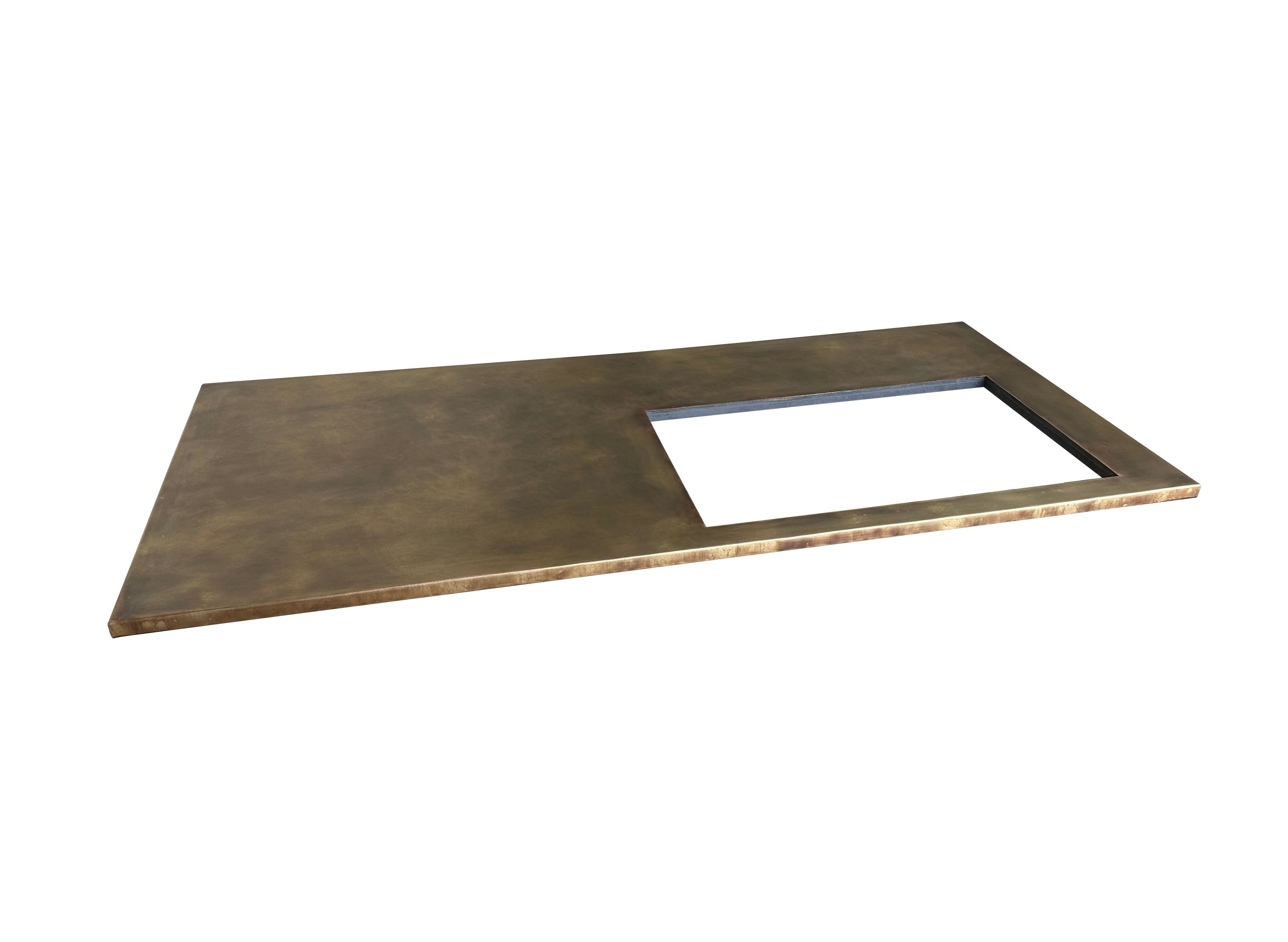 Handmade Antique Brass Kitchen Worktop With Hob Cutout - D2286