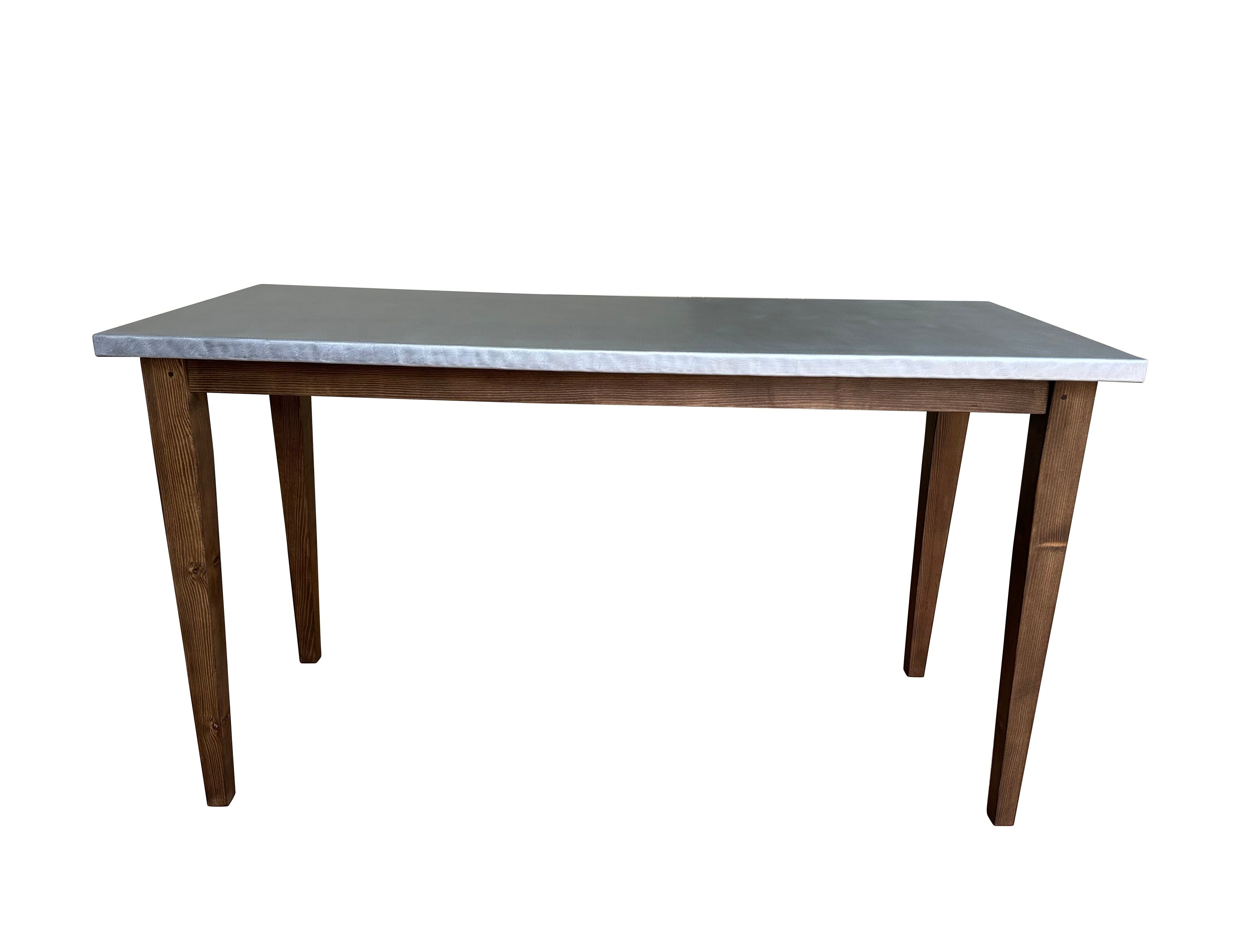 Bespoke Antique Zinc Top Kitchen Table With Waxed Base - D2287