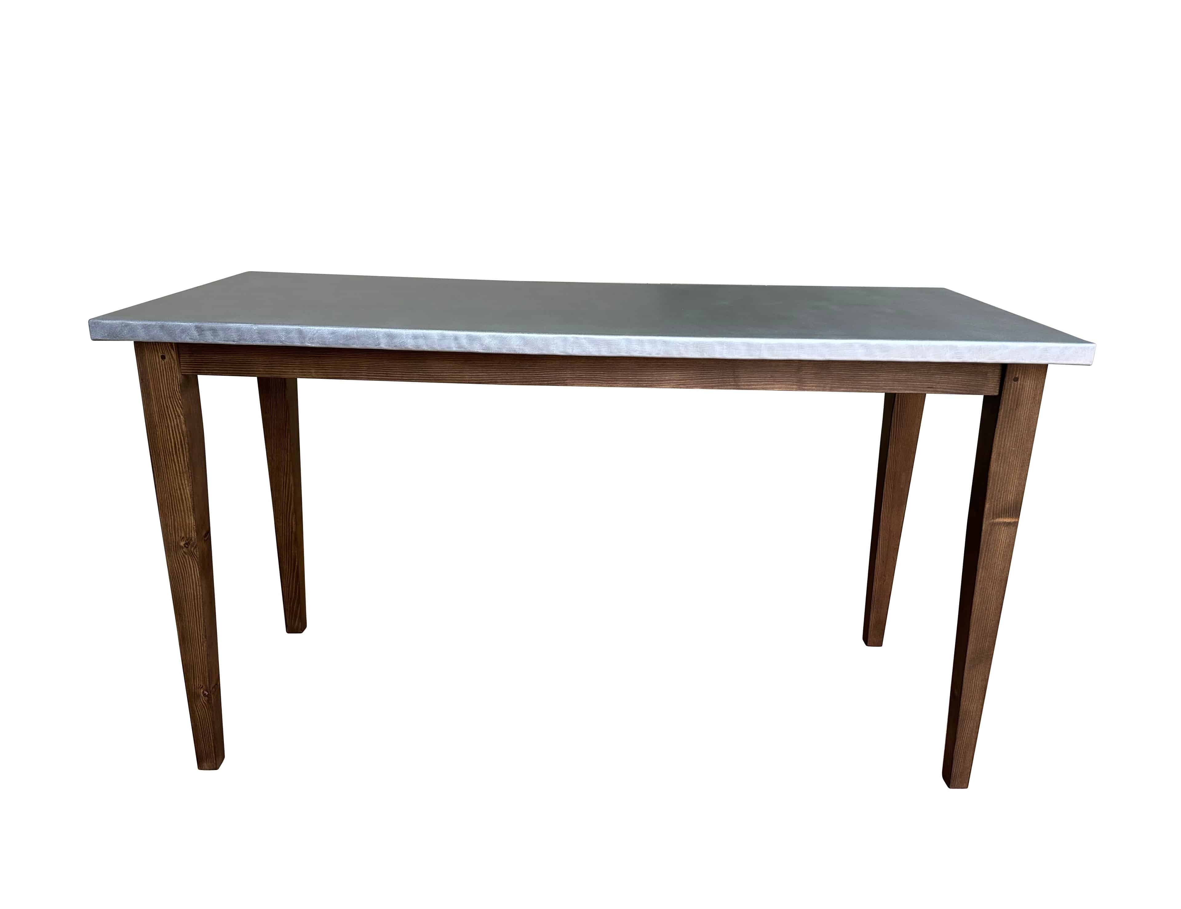 Bespoke Antique Zinc Top Kitchen Table With Waxed Base