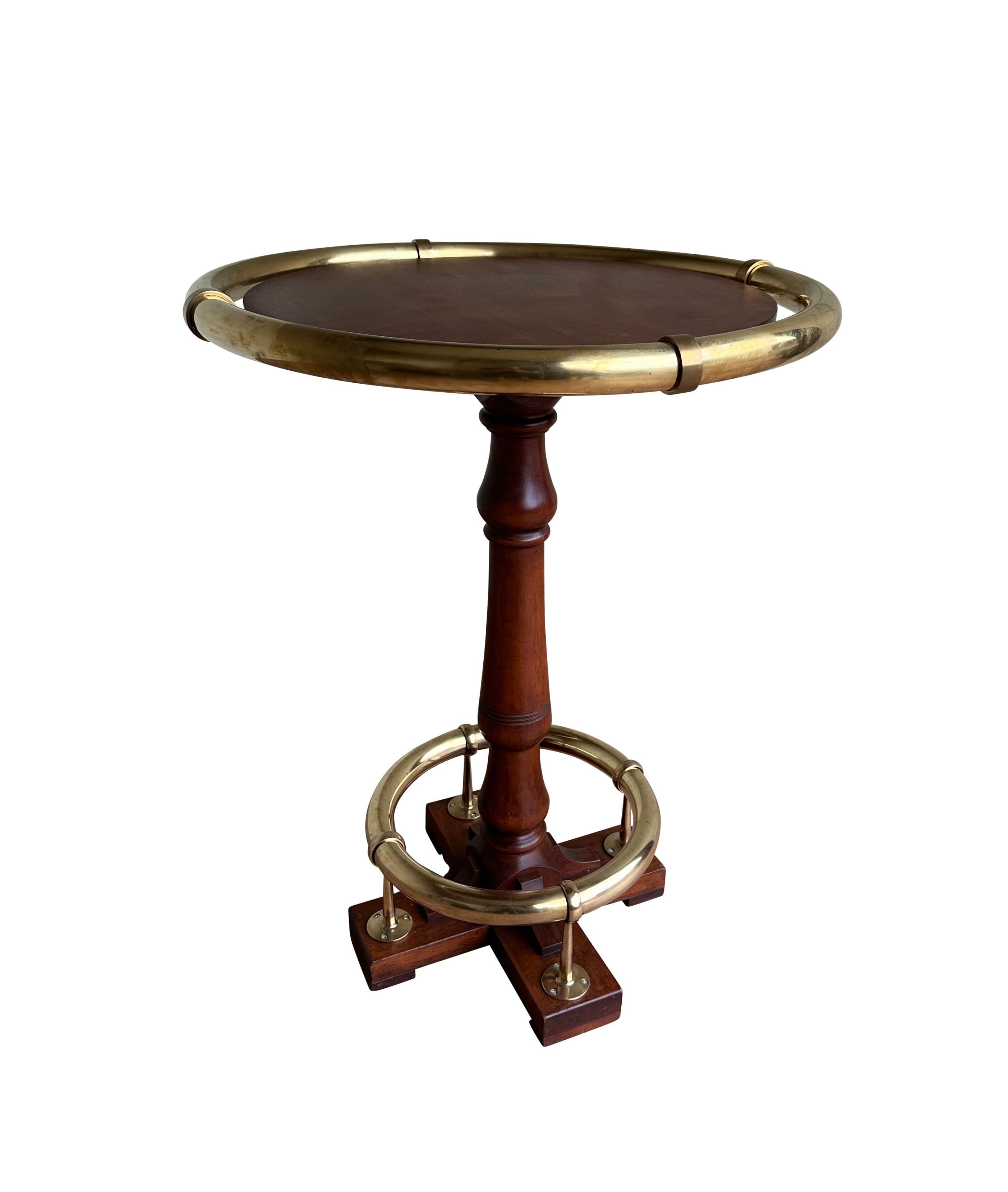 Excellent Reclaimed Wood and Brass Pub Table / Restaurant - 10847