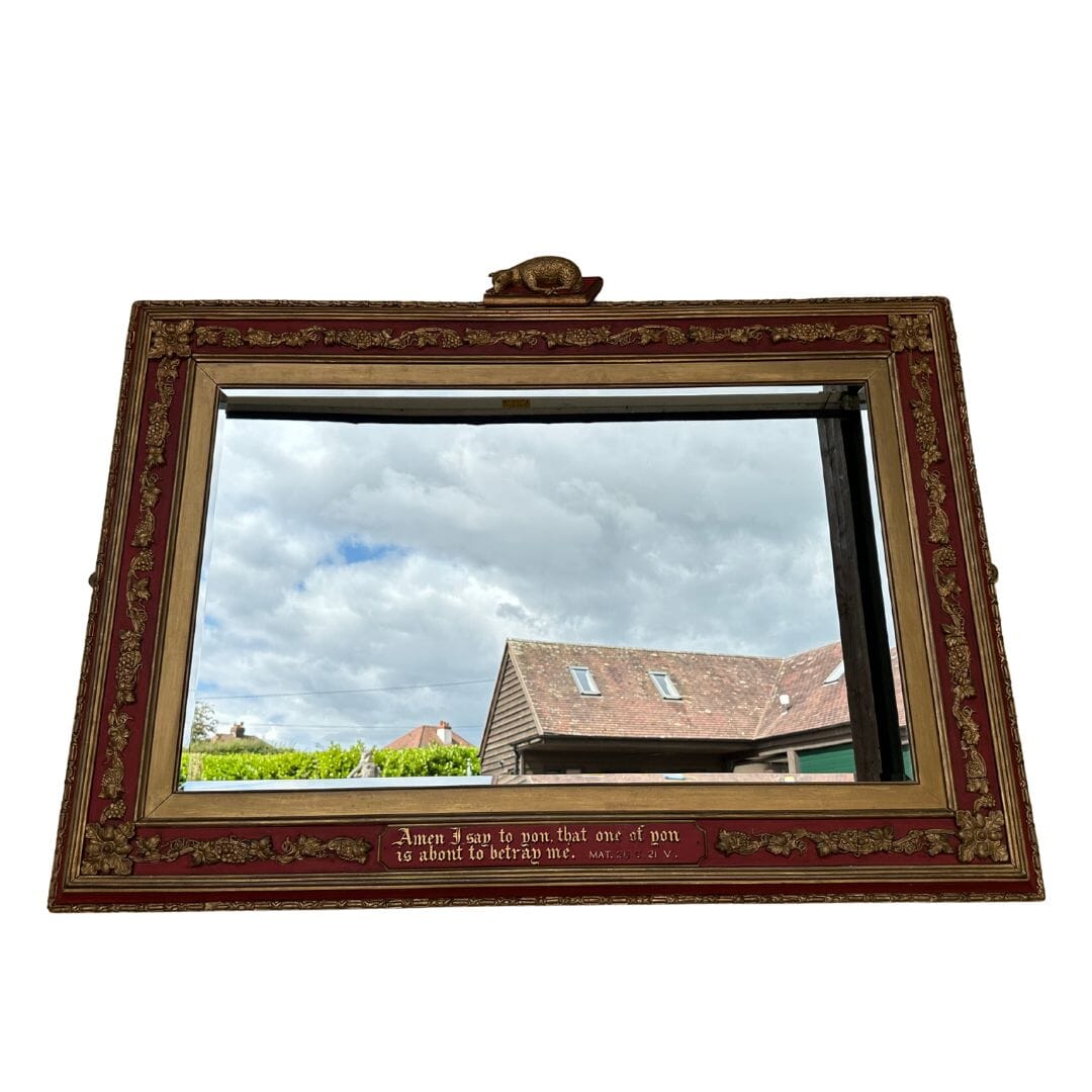 Victorian Ornate Beveled Edge Mirror With Biblical Verse - 10848