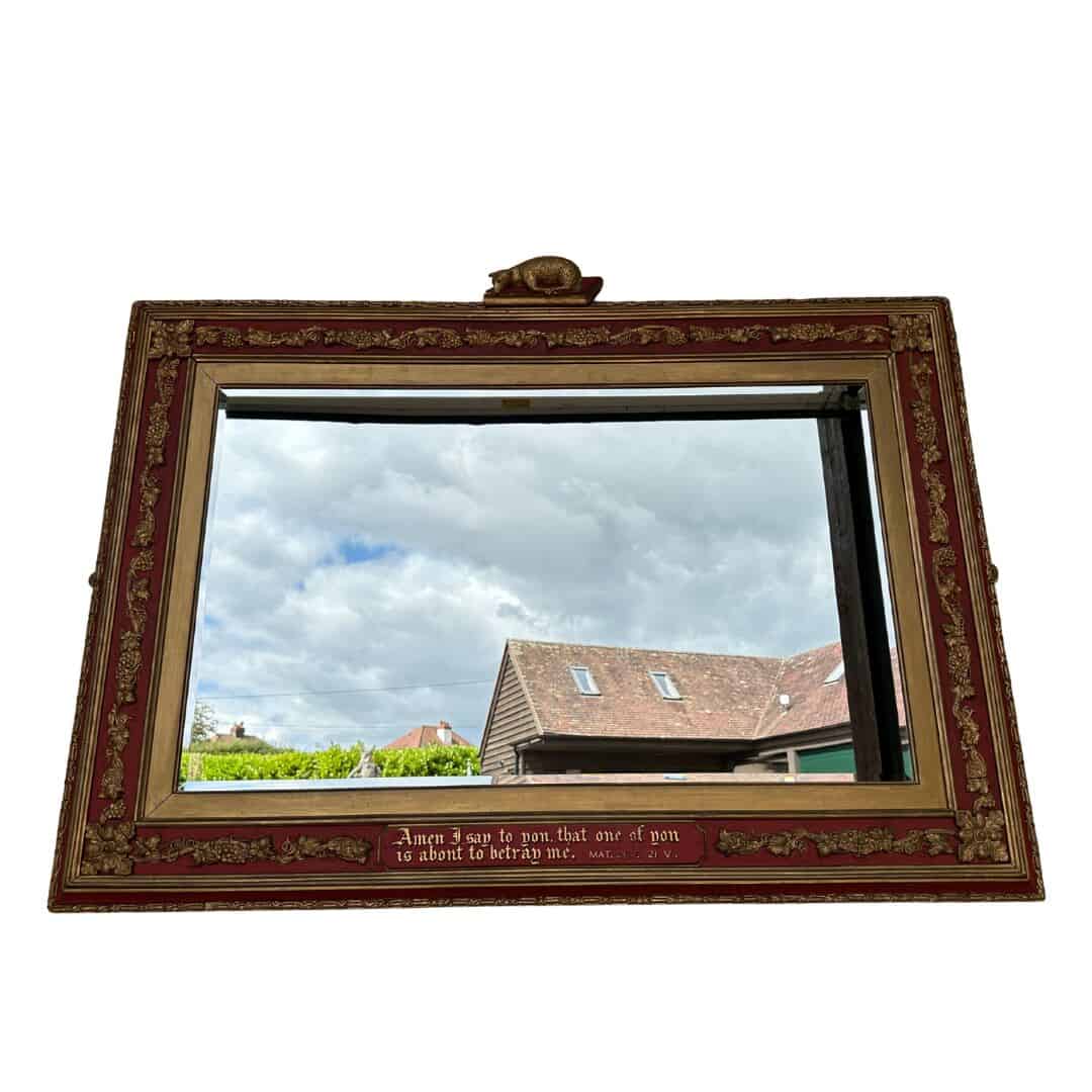 Victorian Ornate Beveled Edge Mirror With Biblical Verse