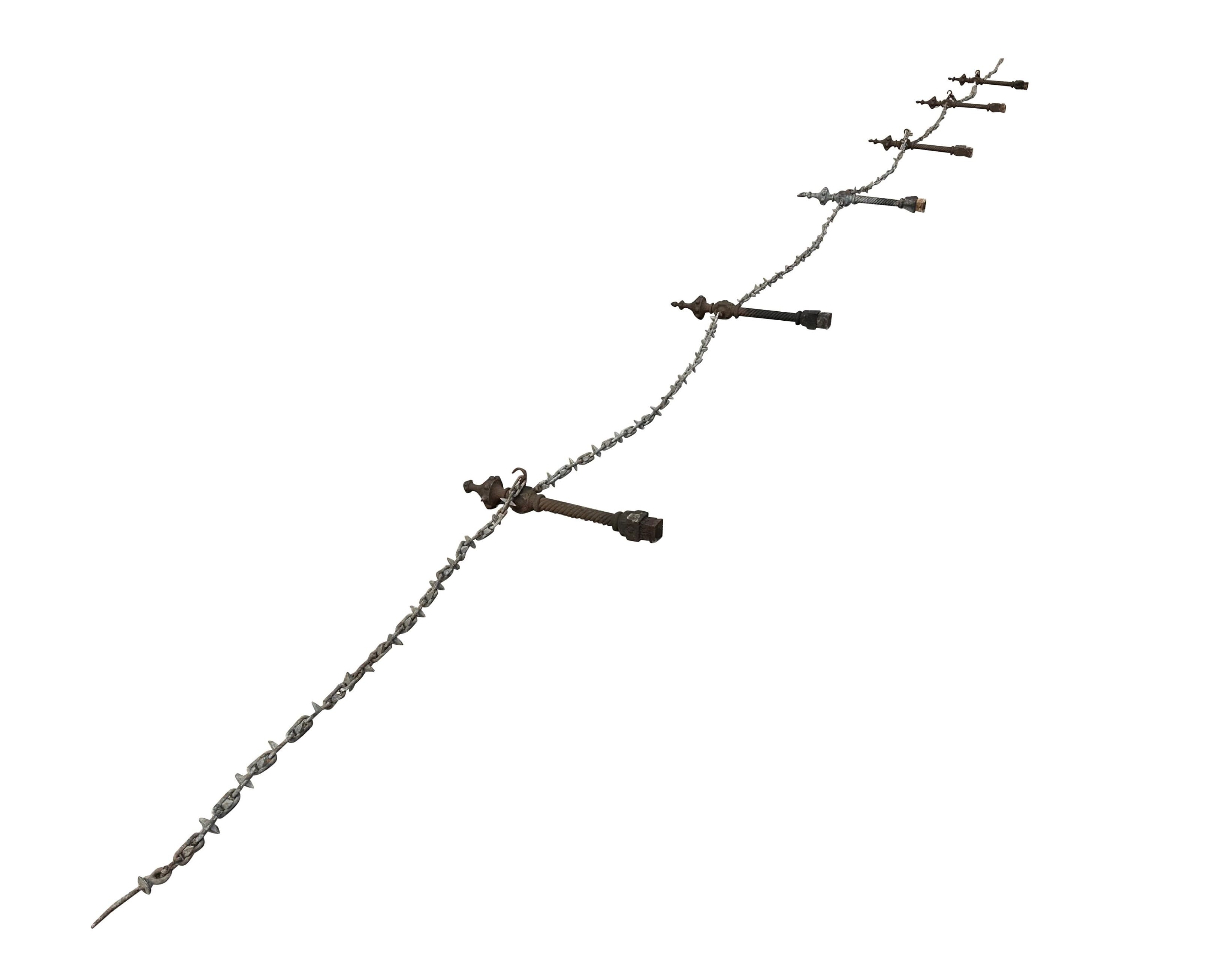 Set of Victorian Driveway Cast Iron Posts and Chains - 10860