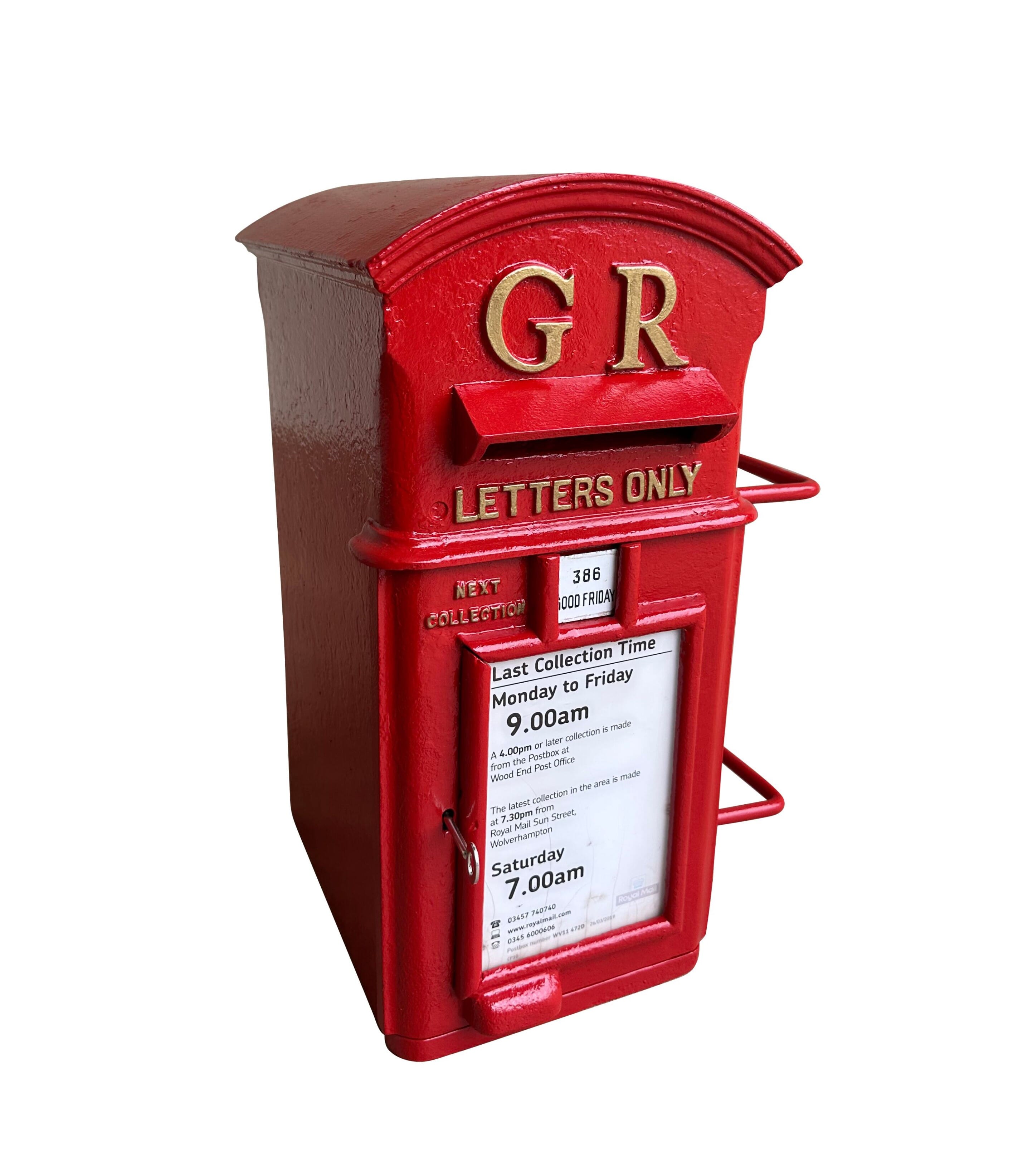 George V Cast Iron Pole Mounted Wagon Top Post Box - 10261