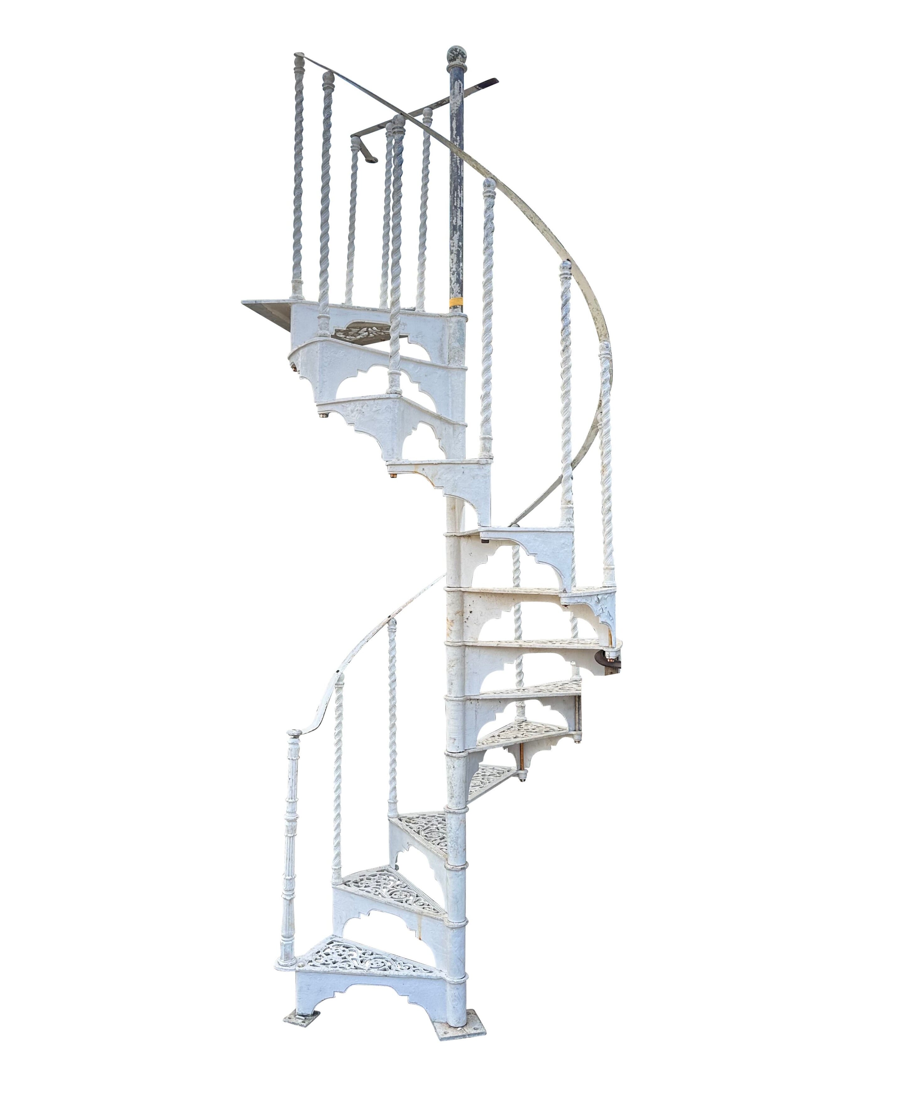 Reclaimed Barley Twist Cast Alloy Spiral Staircase - 10556